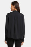 NYDJ Tie-Neck Blouse  - Black