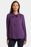 NYDJ Tie-Neck Blouse  - Grape Royale