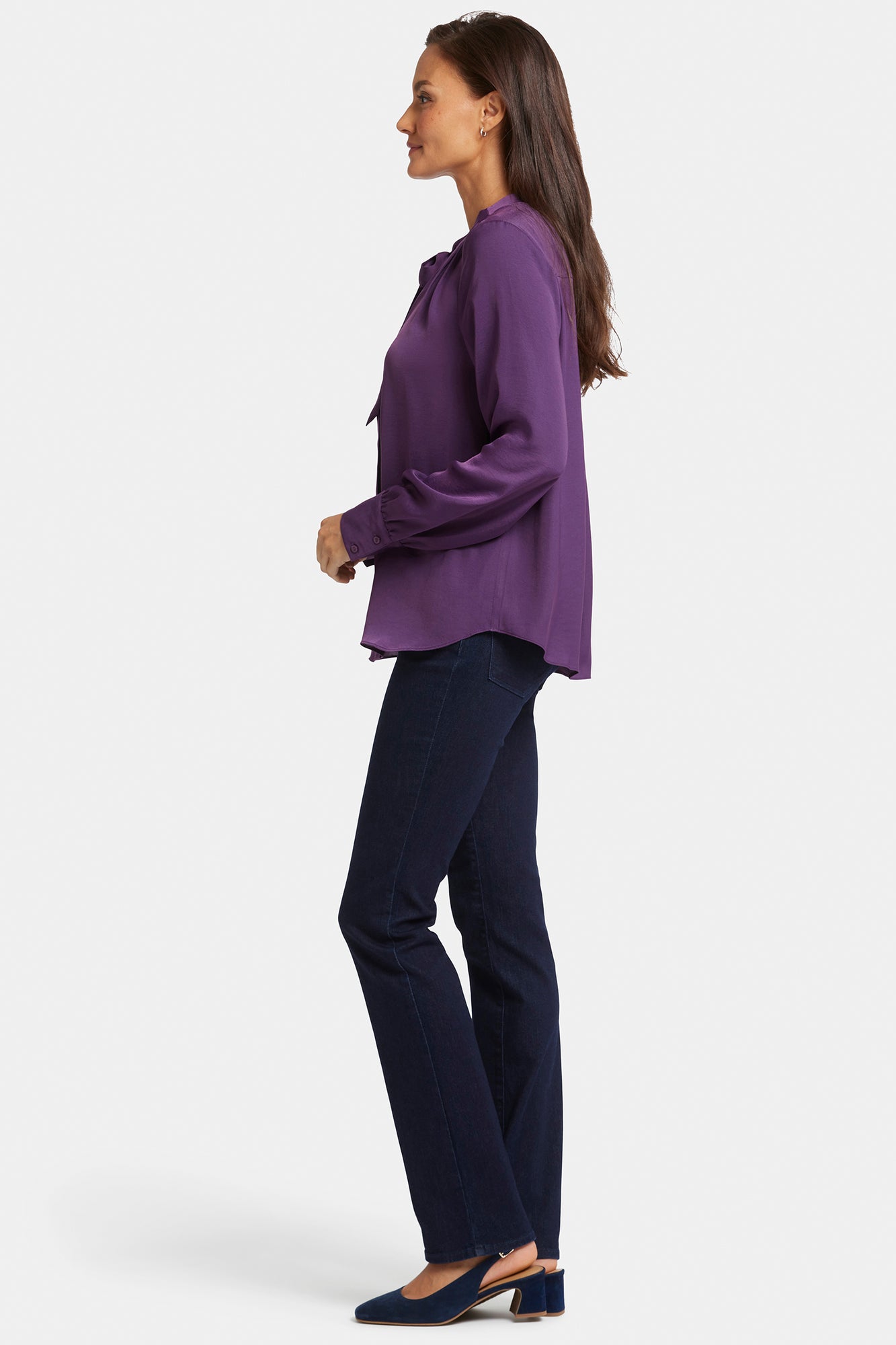 NYDJ Tie-Neck Blouse  - Grape Royale