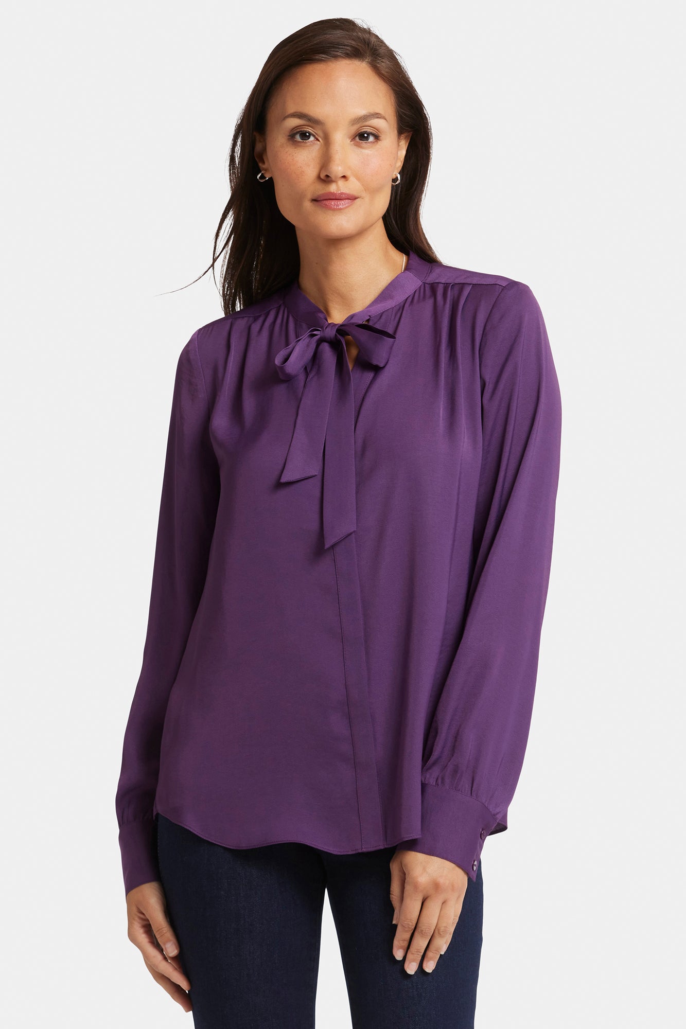 NYDJ Tie-Neck Blouse  - Grape Royale