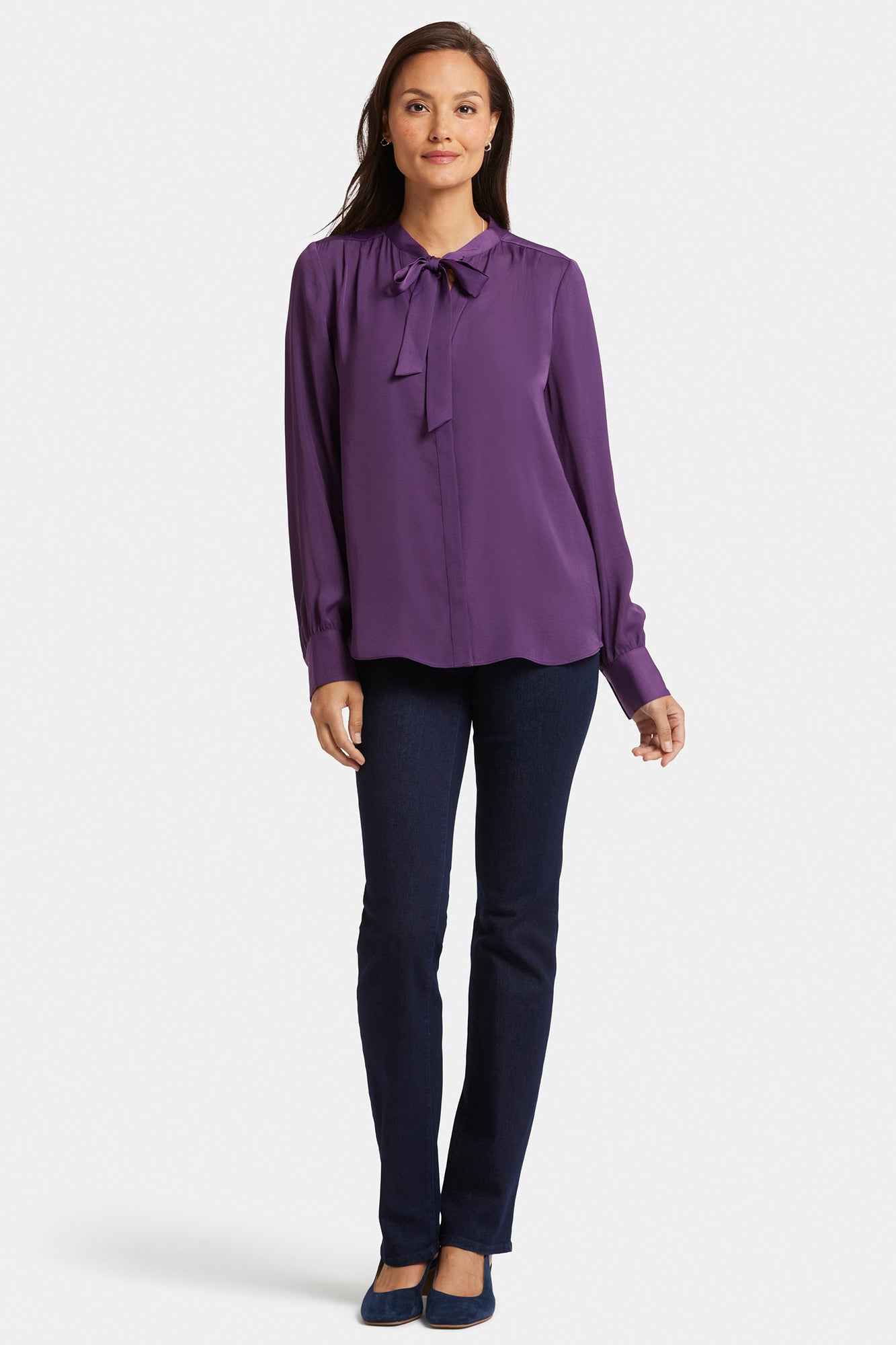 NYDJ Tie-Neck Blouse  - Grape Royale