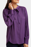 NYDJ Tie-Neck Blouse  - Grape Royale