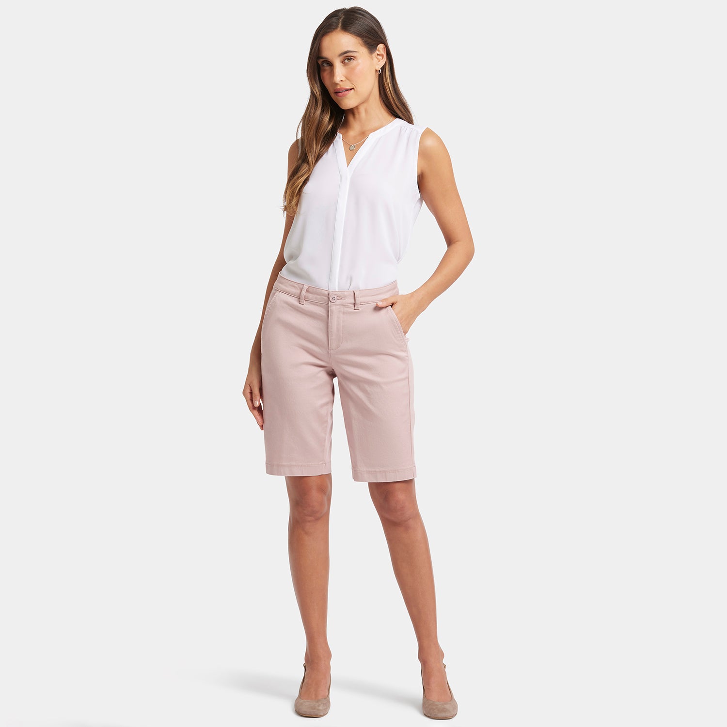 Bermuda Shorts In Stretch Twill - Bell Meadow Pink | NYDJ