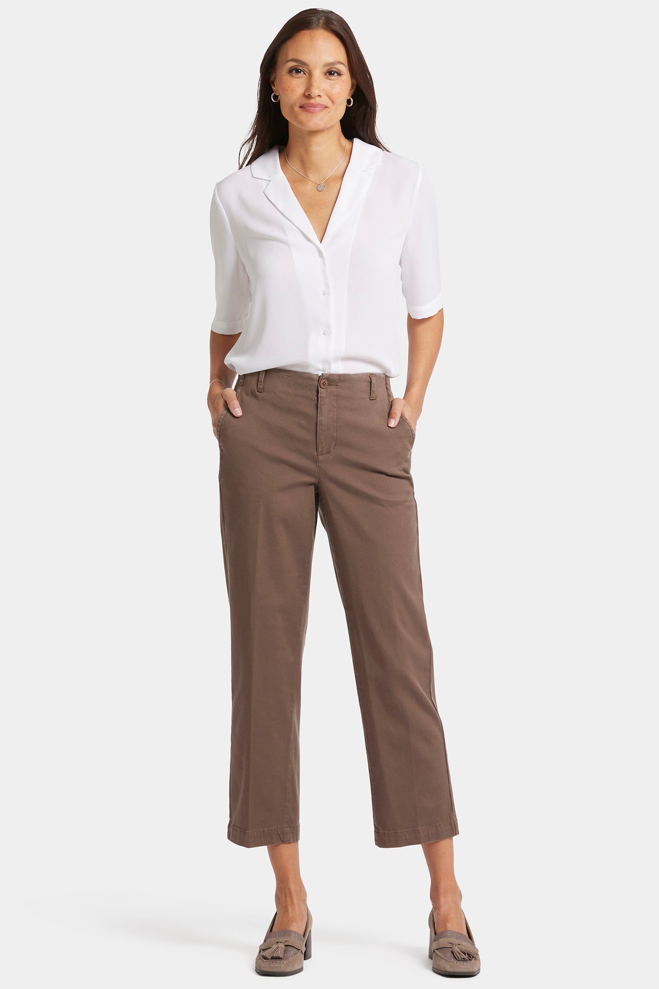 NYDJ Marilyn Straight Ankle Pants In Stretch Twill - Dark Wood