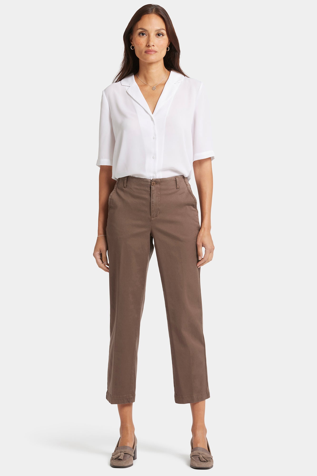 NYDJ Marilyn Straight Ankle Pants In Stretch Twill - Dark Wood