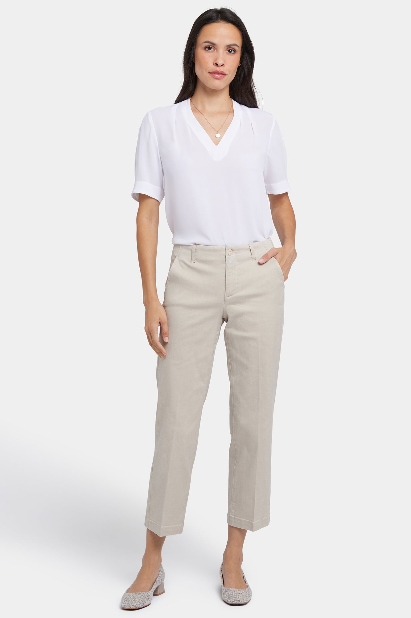 NYDJ Marilyn Straight Ankle Pants In Stretch Twill - Feather