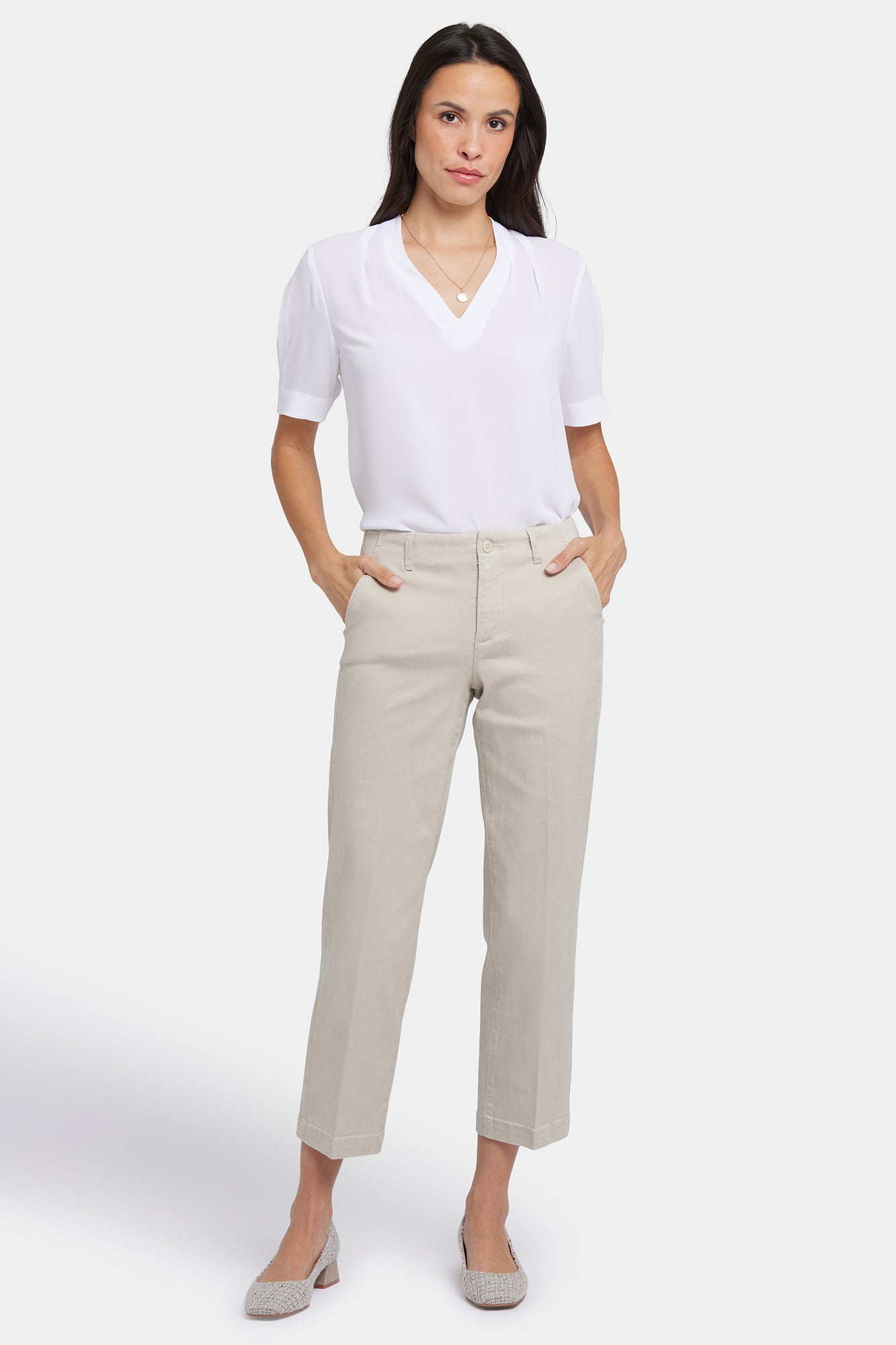 NYDJ Marilyn Straight Ankle Pants In Stretch Twill - Feather