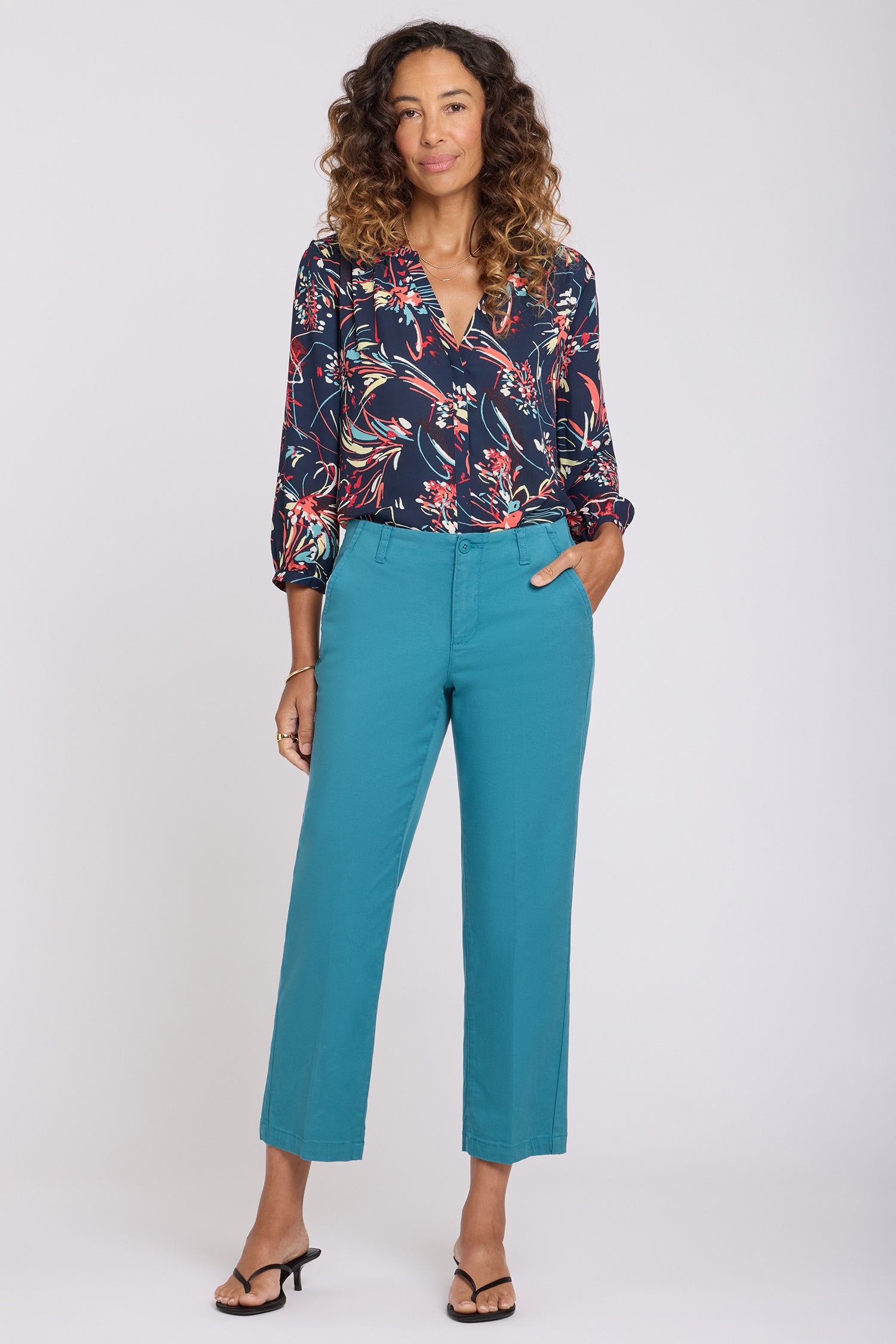 Marilyn Straight Ankle Pants In Stretch Twill - Harbor Blue Blue
