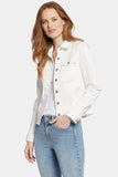 NYDJ Frayed Hem Jacket In Stretch Twill - Optic White