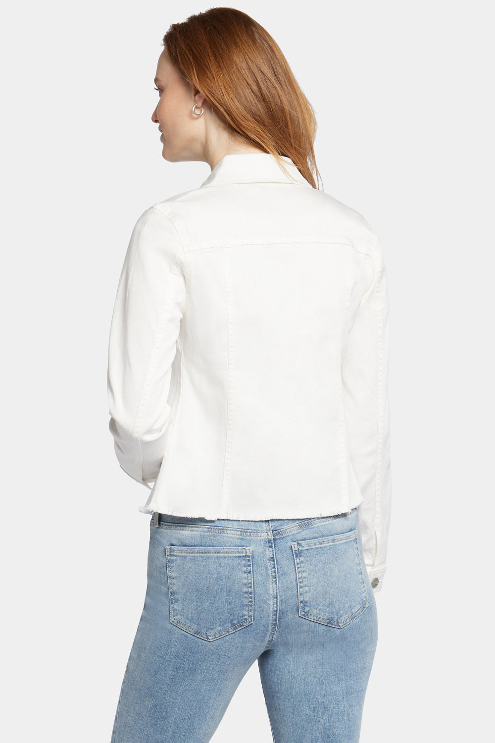 NYDJ Frayed Hem Jacket In Stretch Twill - Optic White