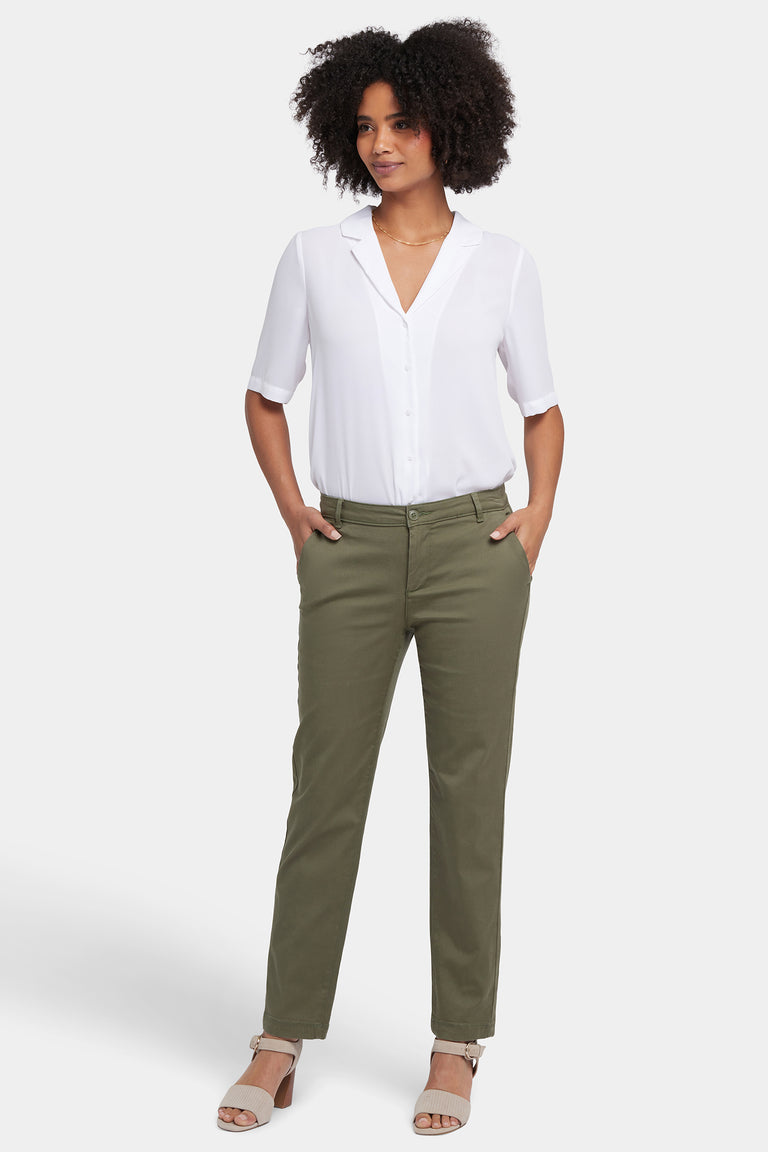 NYDJ Sadie Slim Pants In Stretch Twill - Avocado