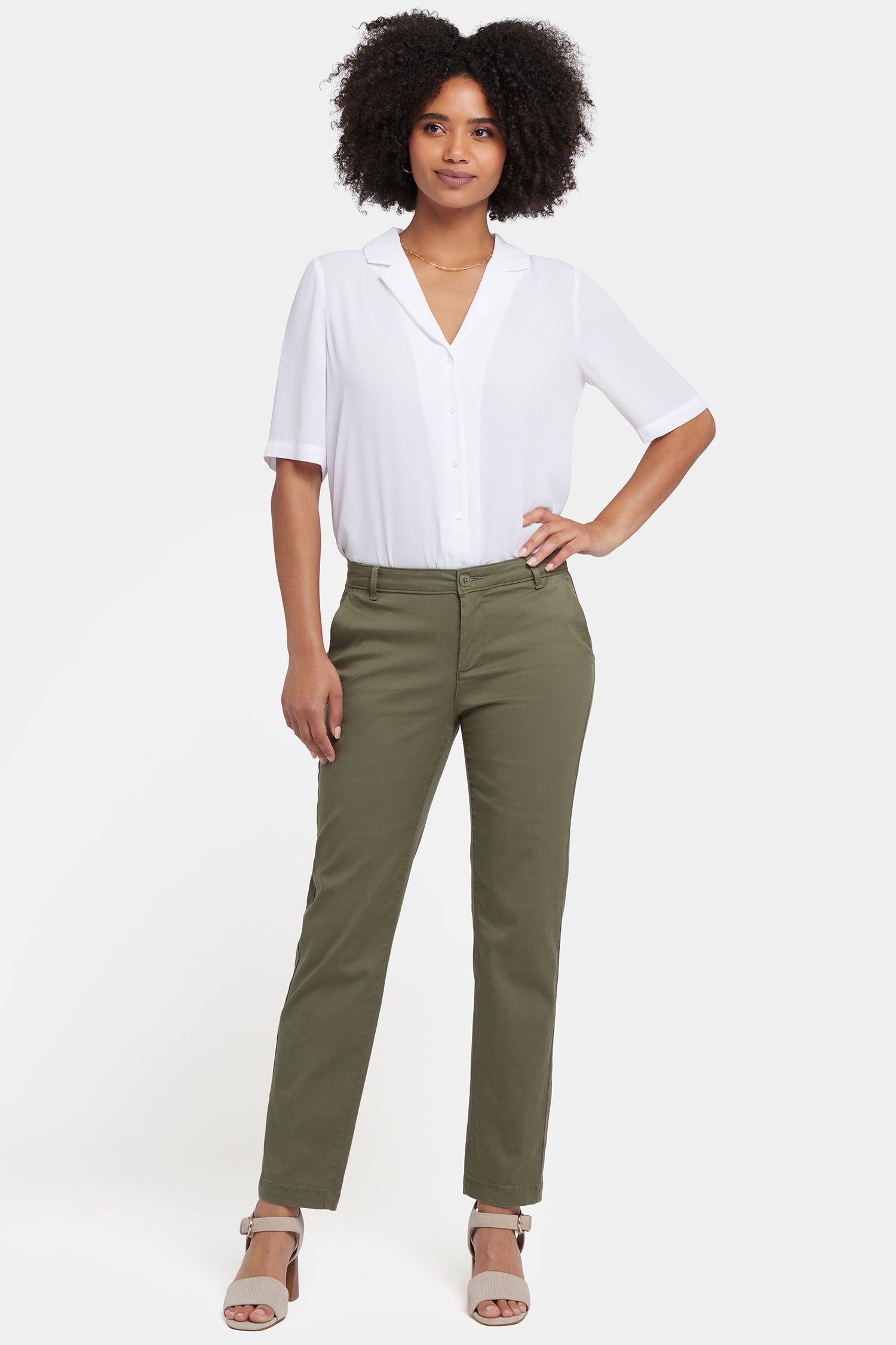 Sadie Slim Pants In Stretch Twill - Avocado Green | NYDJ