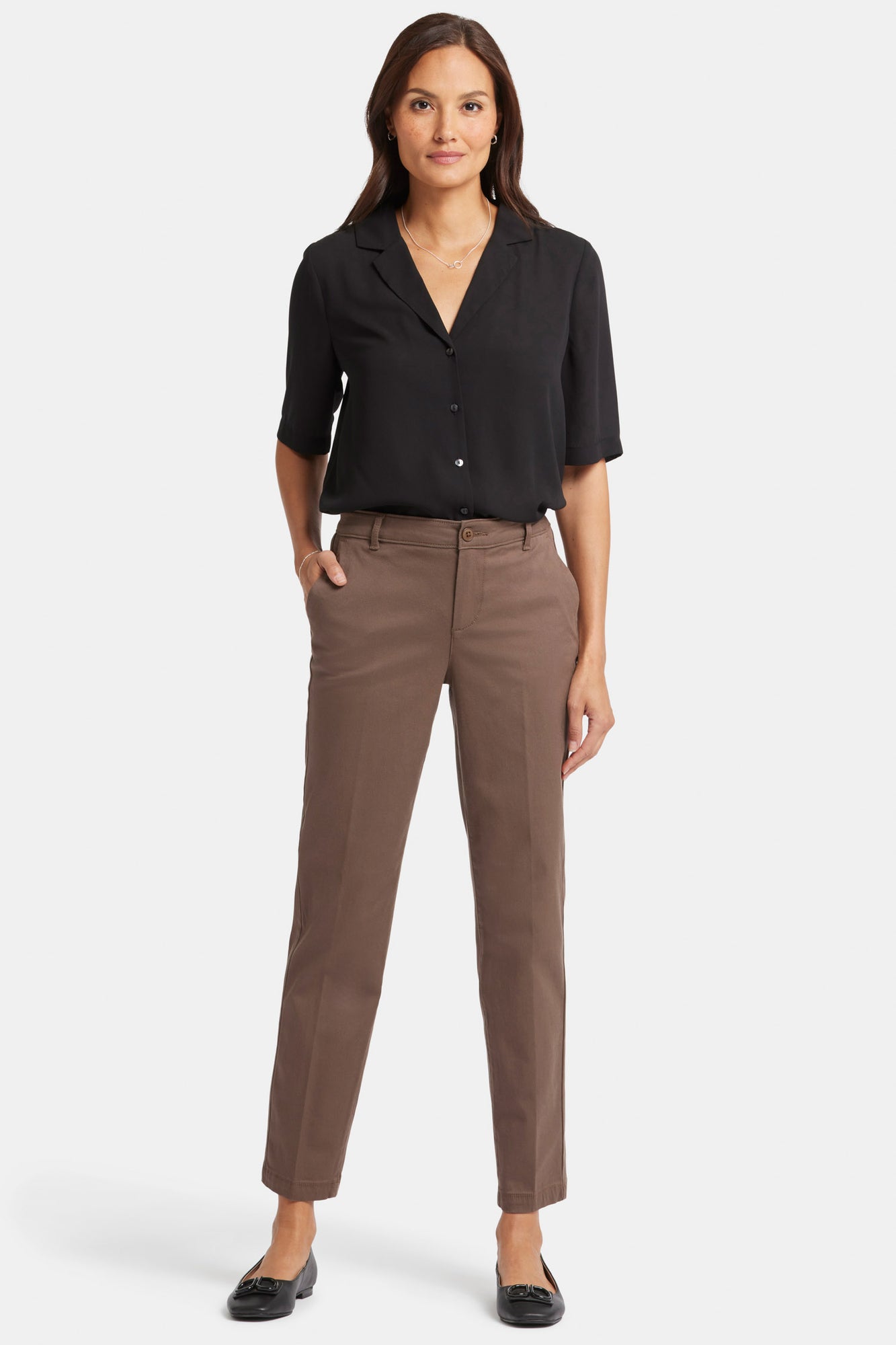 NYDJ Sadie Slim Pants In Stretch Twill - Dark Wood