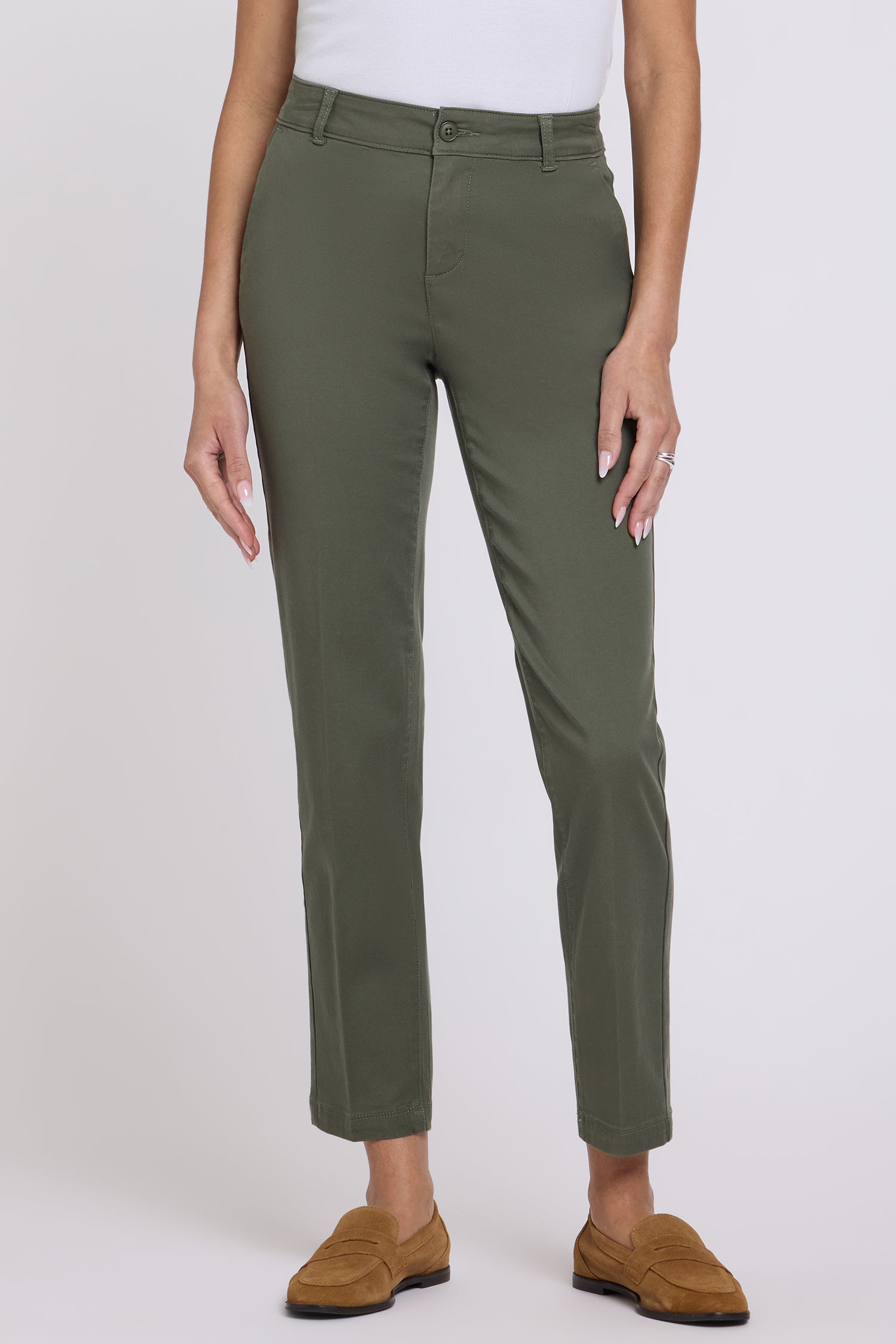 新品　BRIEFING WOMEN’S 3D LOGO SLIM PANTS S Sadie Slim Pants In Stretch Twill - Desert Green Green | NYDJ