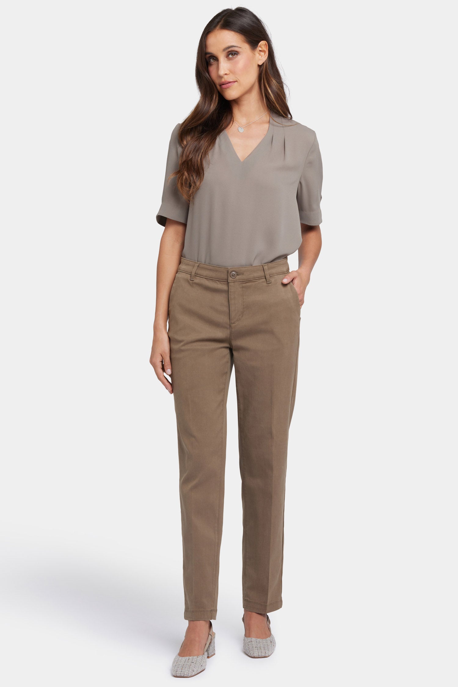 ◆SATUR◆ W Narni Heavy Twill Wide Banding Pants Cedar Khaki 1009050-3057S-2.jpg?v=