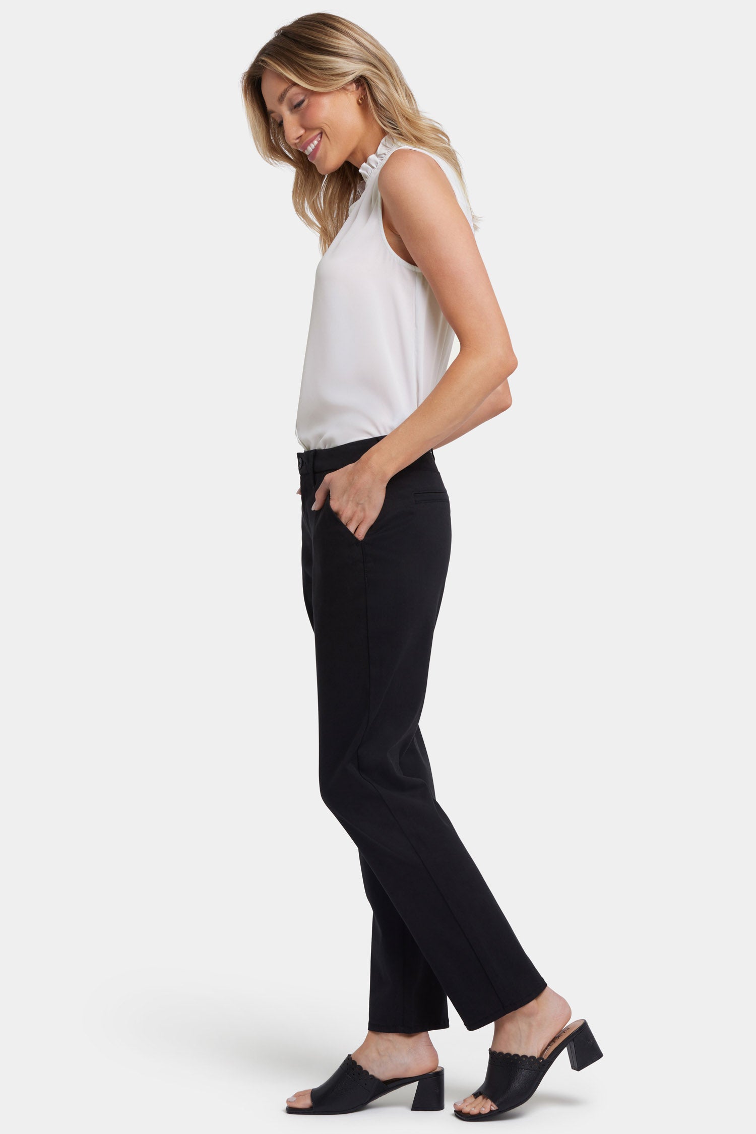 Sheri Slim Trouser Pants In Stretch Twill - Black Black | NYDJ
