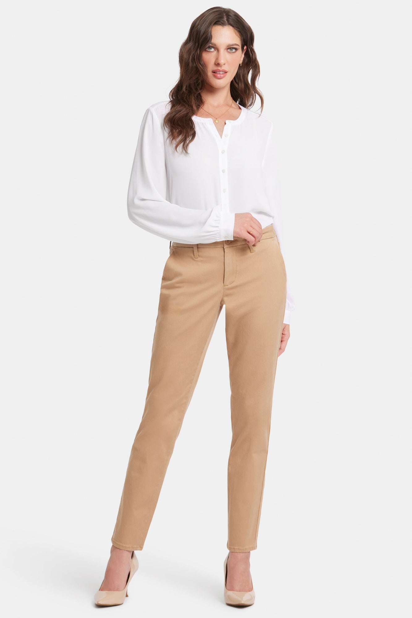 NYDJ Sheri Slim Trouser Pants In Stretch Twill - Sand Dune