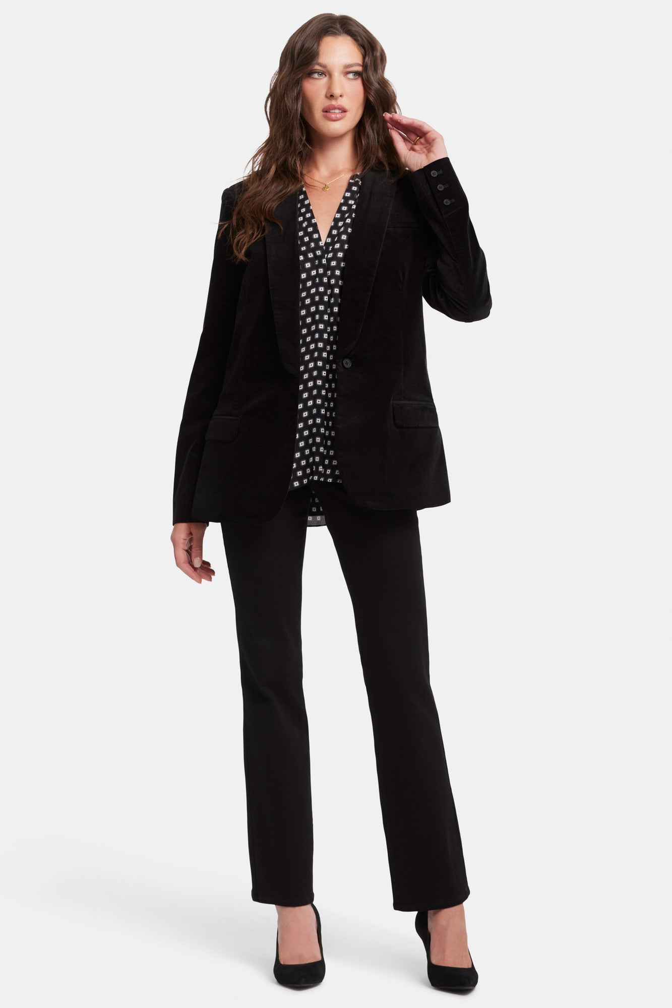 NYDJ Tuxedo Jacket In Velveteen - Black