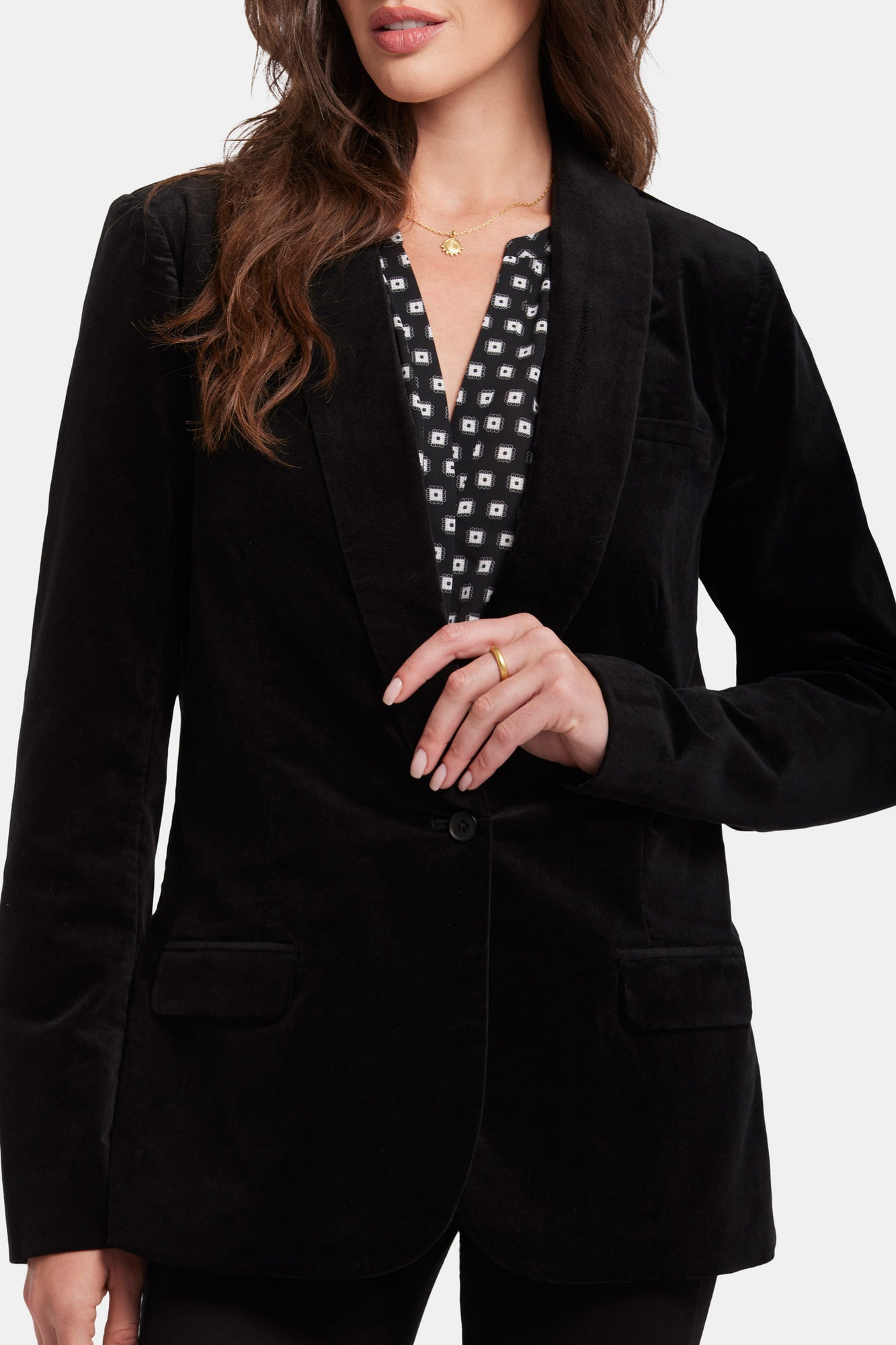 NYDJ Tuxedo Jacket In Velveteen - Black