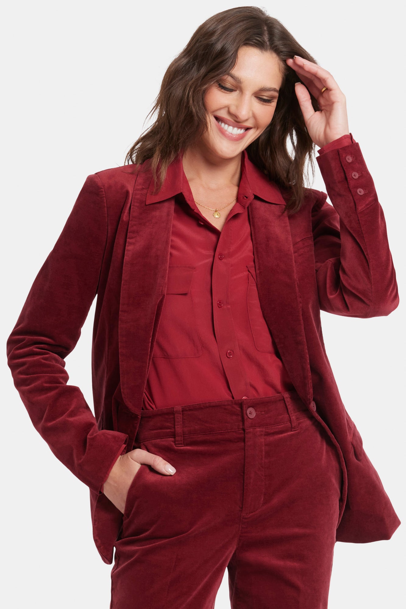 NYDJ Tuxedo Jacket In Velveteen - Wild Currant