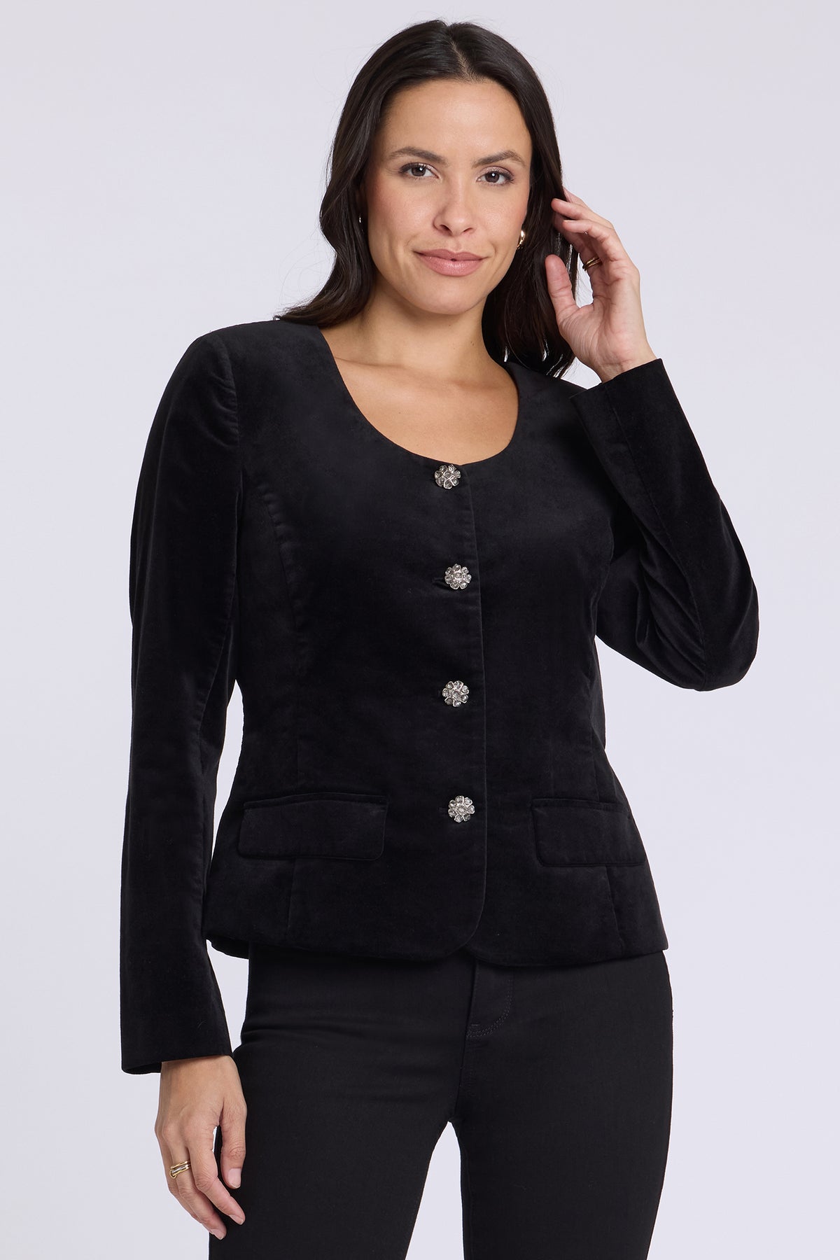 NYDJ Bethany Blazer In Velveteen - Black
