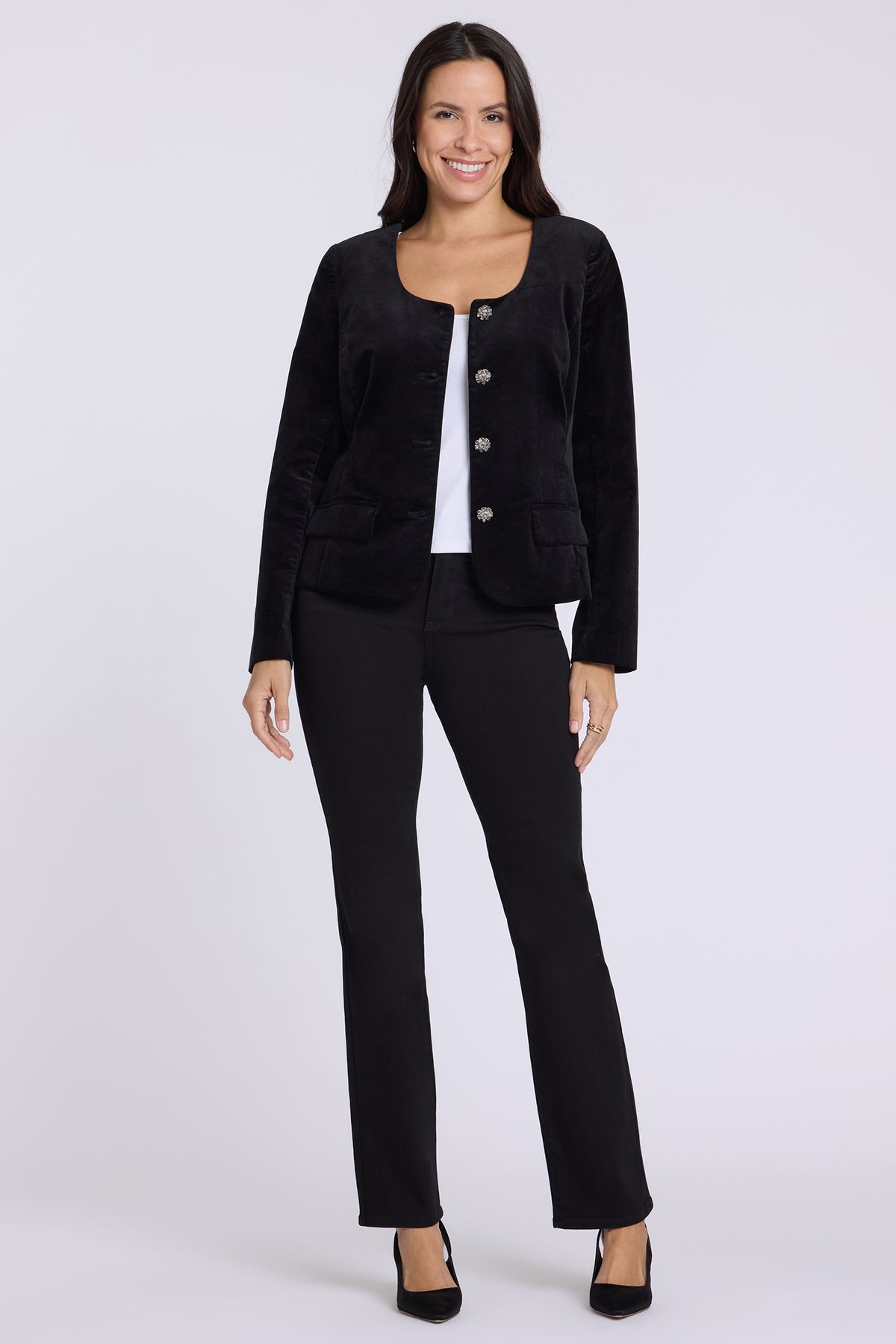 NYDJ Bethany Blazer In Velveteen - Black