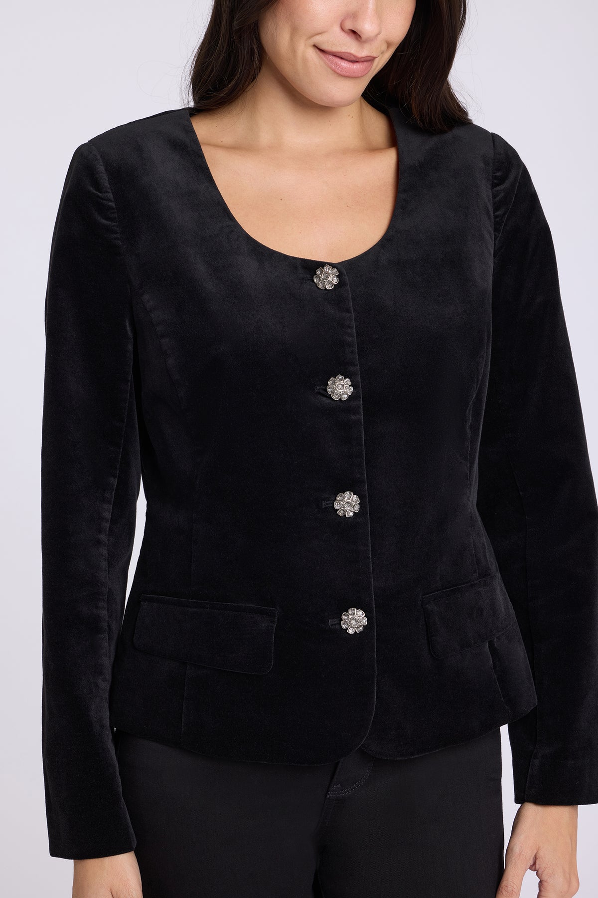 NYDJ Bethany Blazer In Velveteen - Black