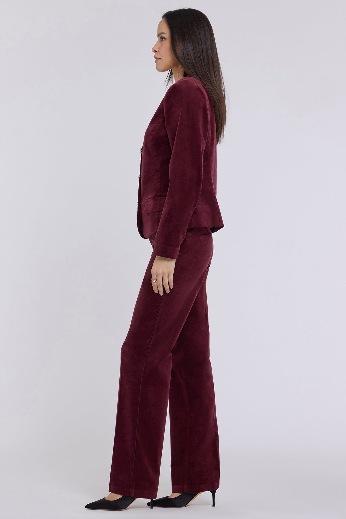NYDJ Bethany Blazer In Velveteen - True Burgundy