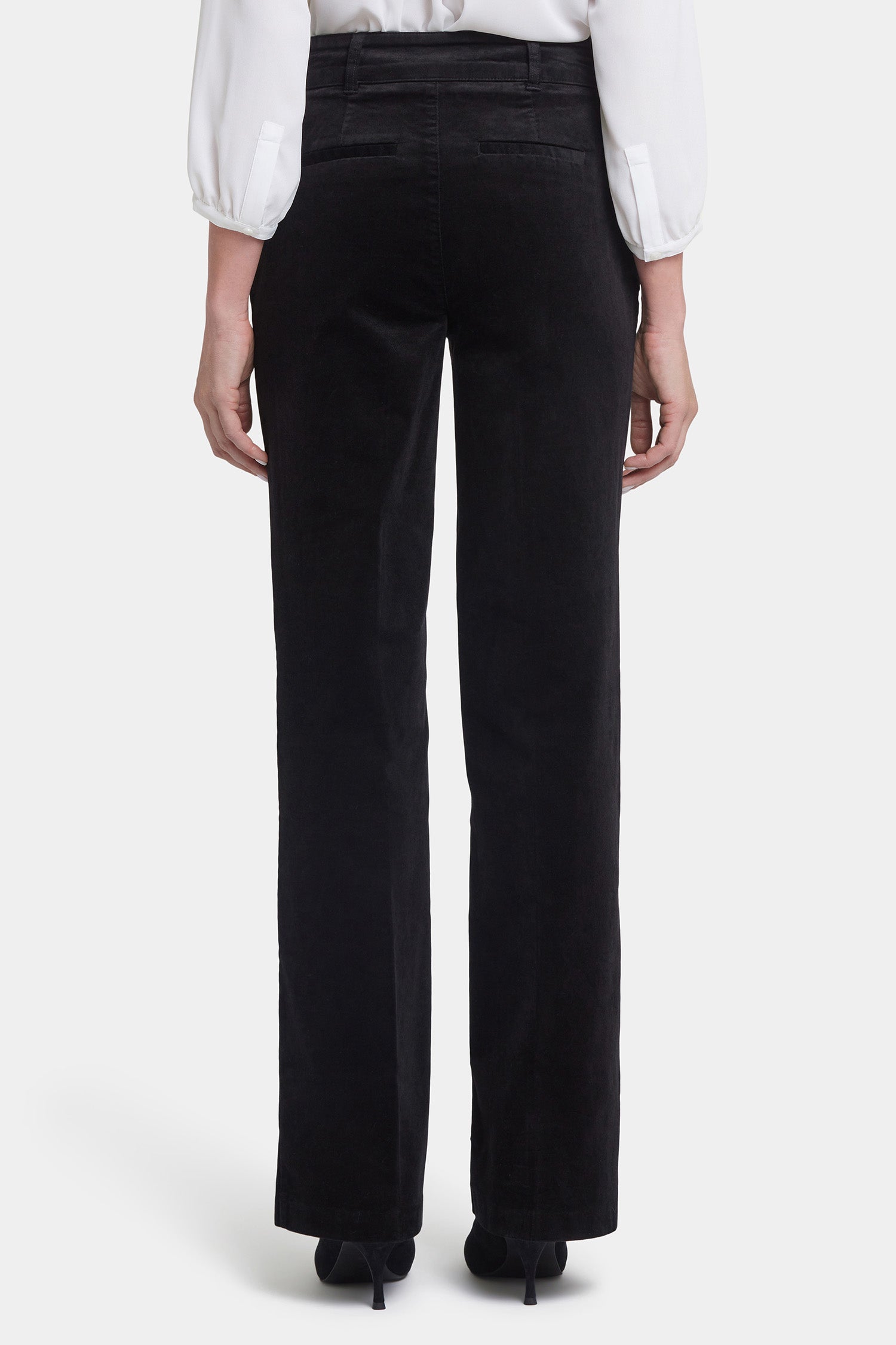 NYDJ Straight Leg Trouser Pants In Velveteen With High Rise - Black