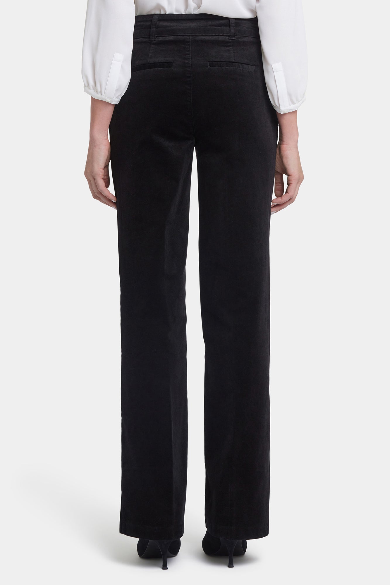 NYDJ Straight Leg Trouser Pants In Velveteen With High Rise - Black