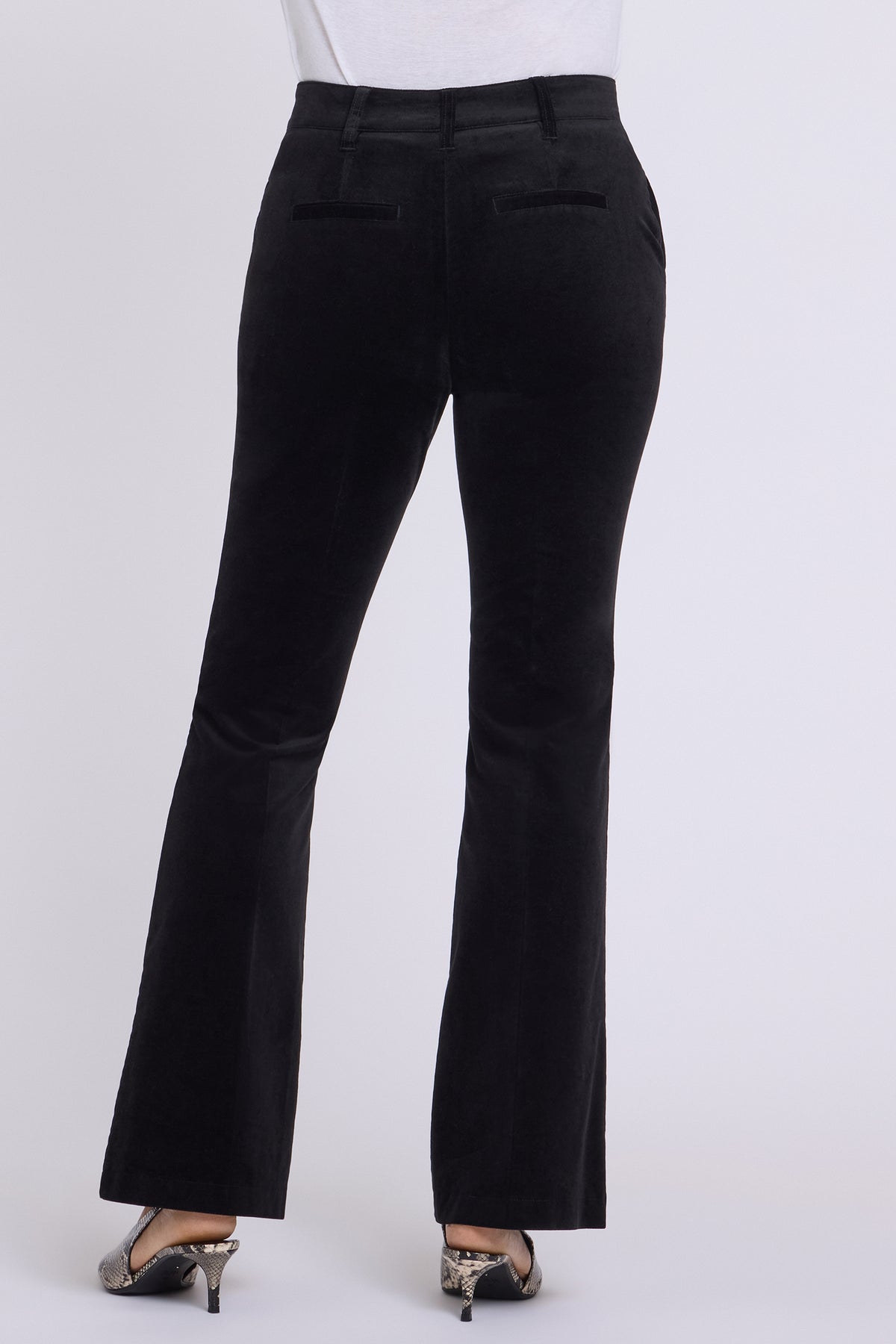 NYDJ Felicity Flared Trouser Pants In Velveteen With High Rise - Black