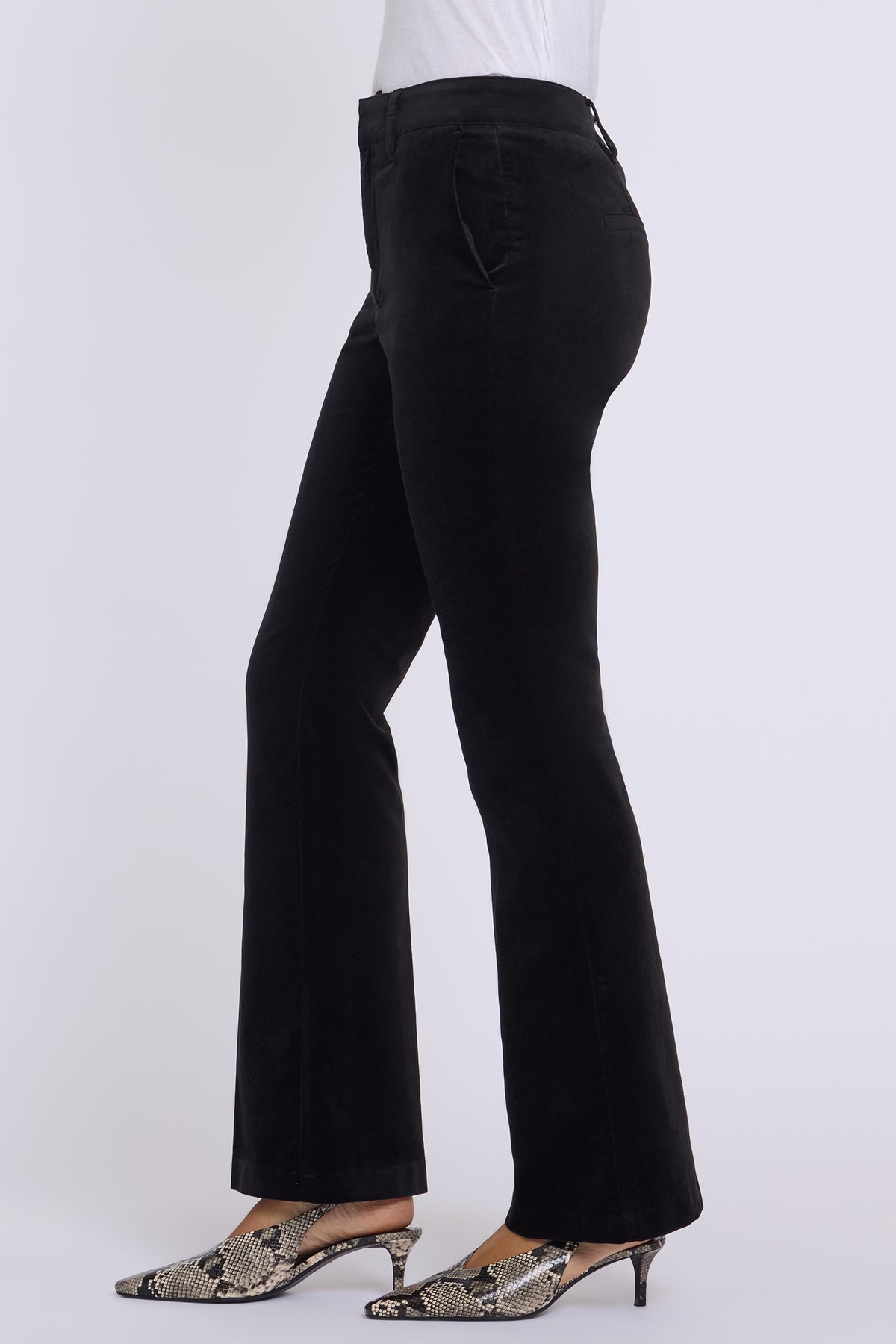 NYDJ Felicity Flared Trouser Pants In Velveteen With High Rise - Black