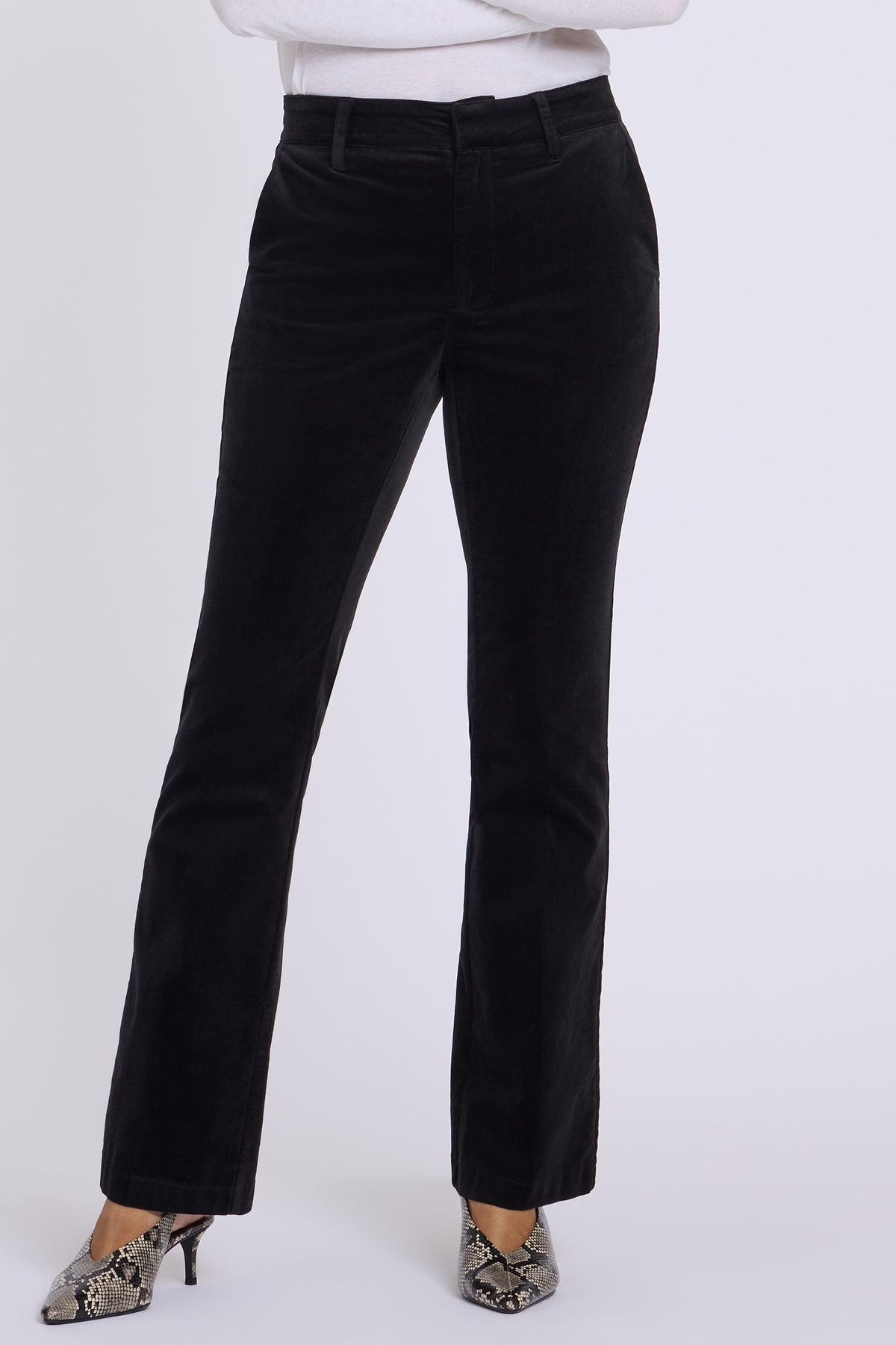 NYDJ Felicity Flared Trouser Pants In Velveteen With High Rise - Black