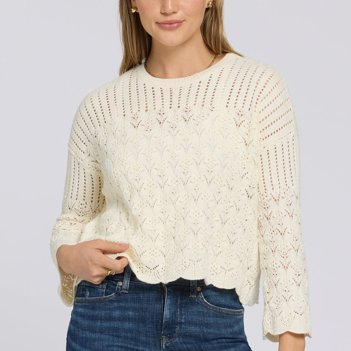 Pointelle Popover - Ivory