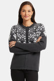 NYDJ Winter Fairisle Cardigan  - Charcoal Heathered