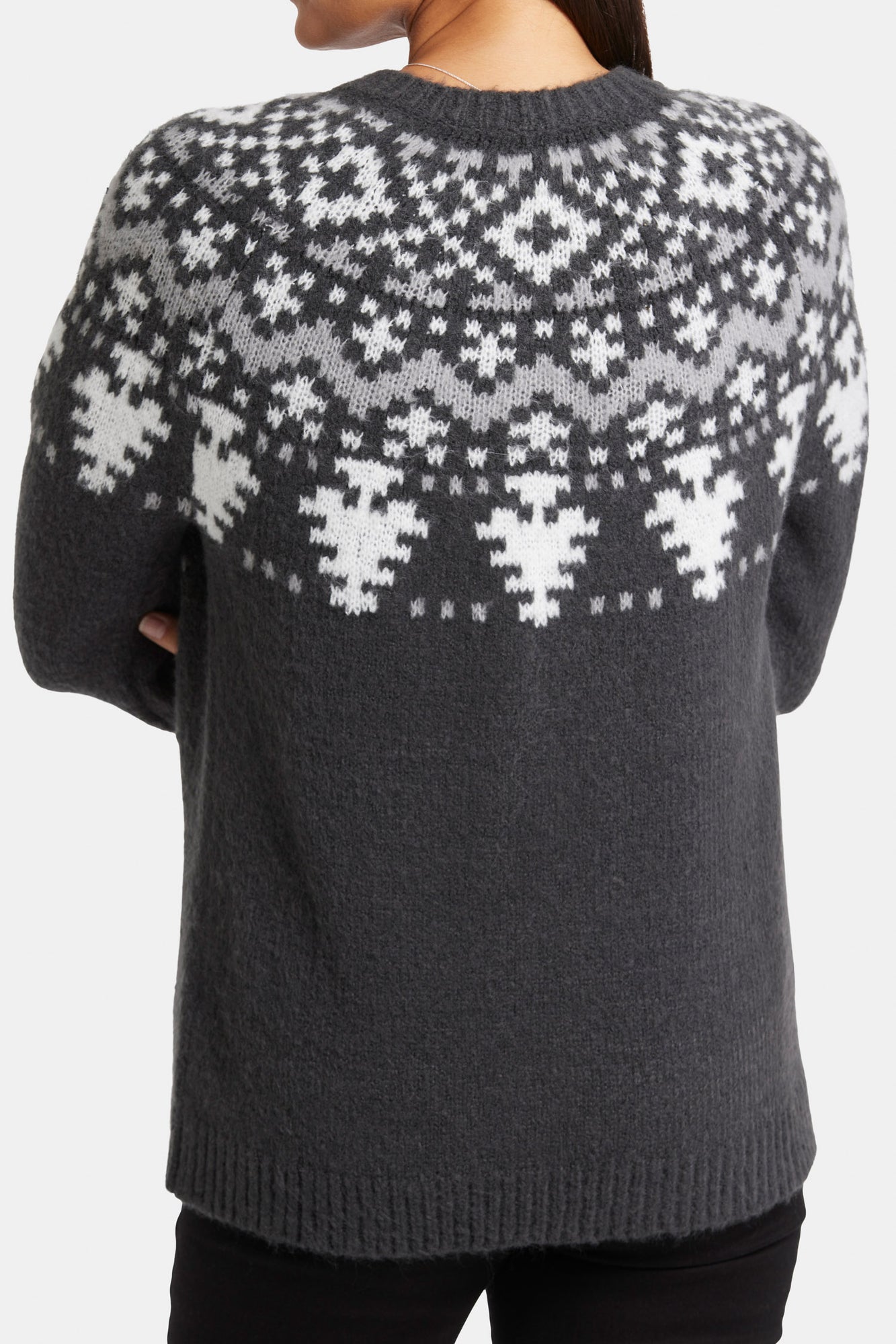 NYDJ Winter Fairisle Cardigan  - Charcoal Heathered