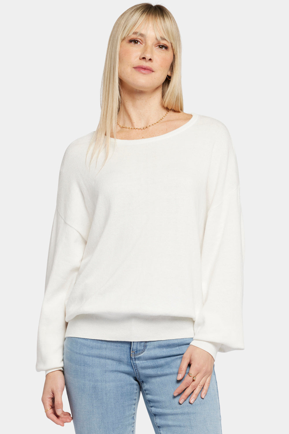 NYDJ Dolman Sleeved Boatneck Sweater With Cashmere - Ivory