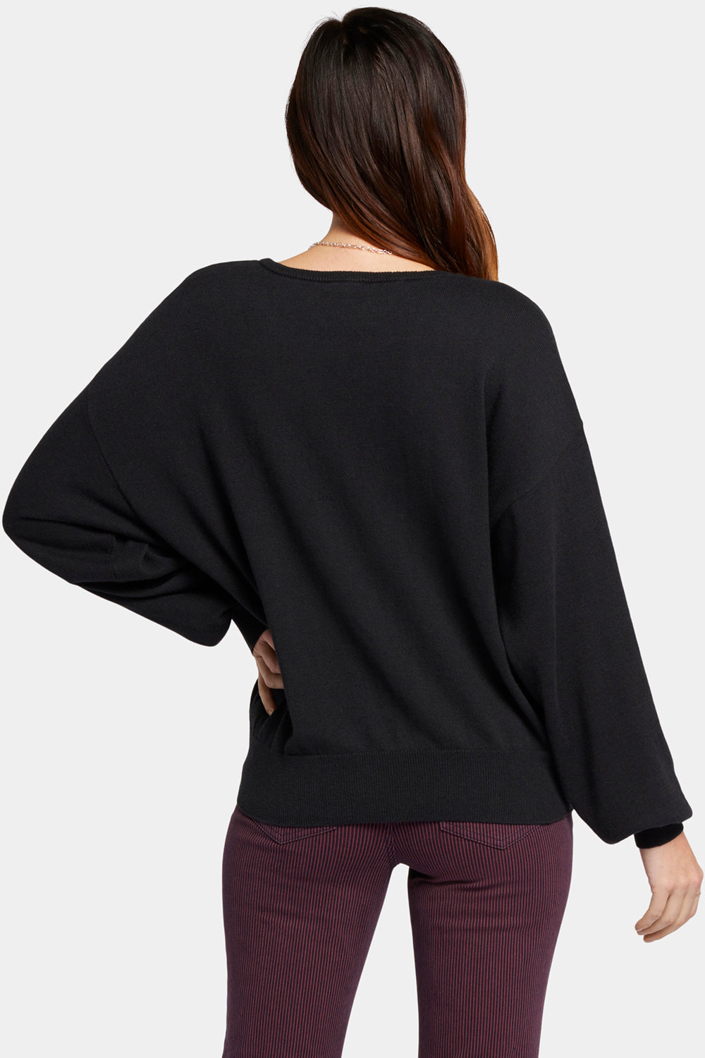 NYDJ Dolman Sleeved Boatneck Sweater With Cashmere - Black