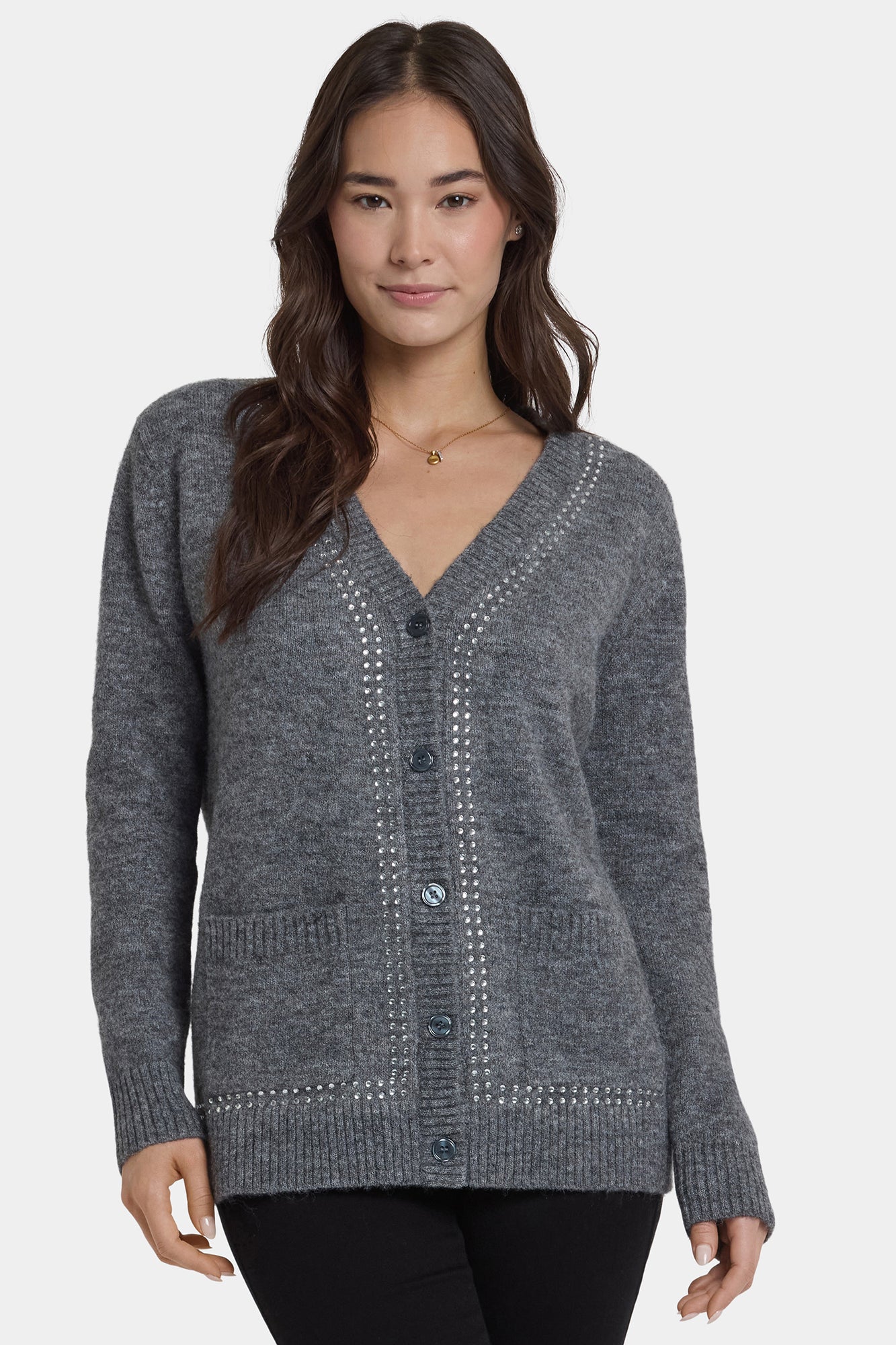 NYDJ Crystal Cardigan  - Charcoal Heather