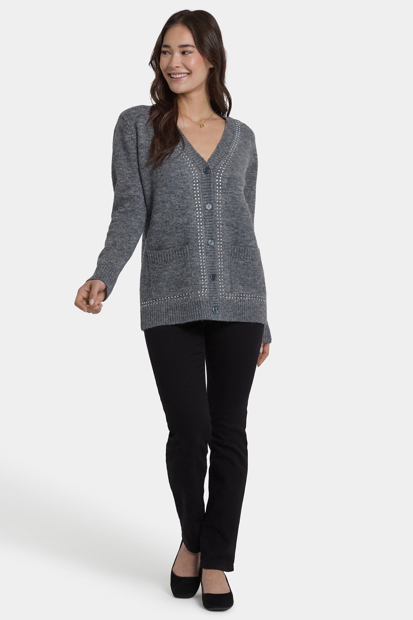 NYDJ Crystal Cardigan  - Charcoal Heather