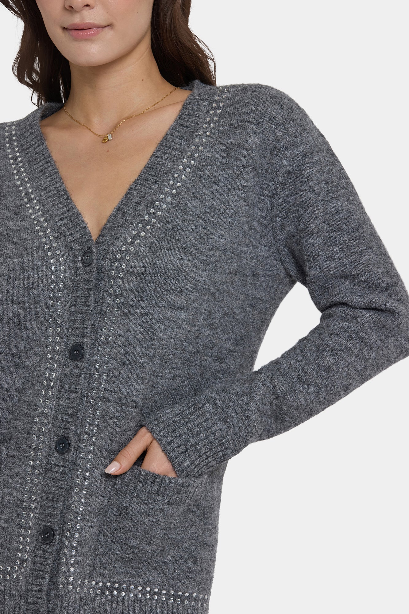 NYDJ Crystal Cardigan  - Charcoal Heather