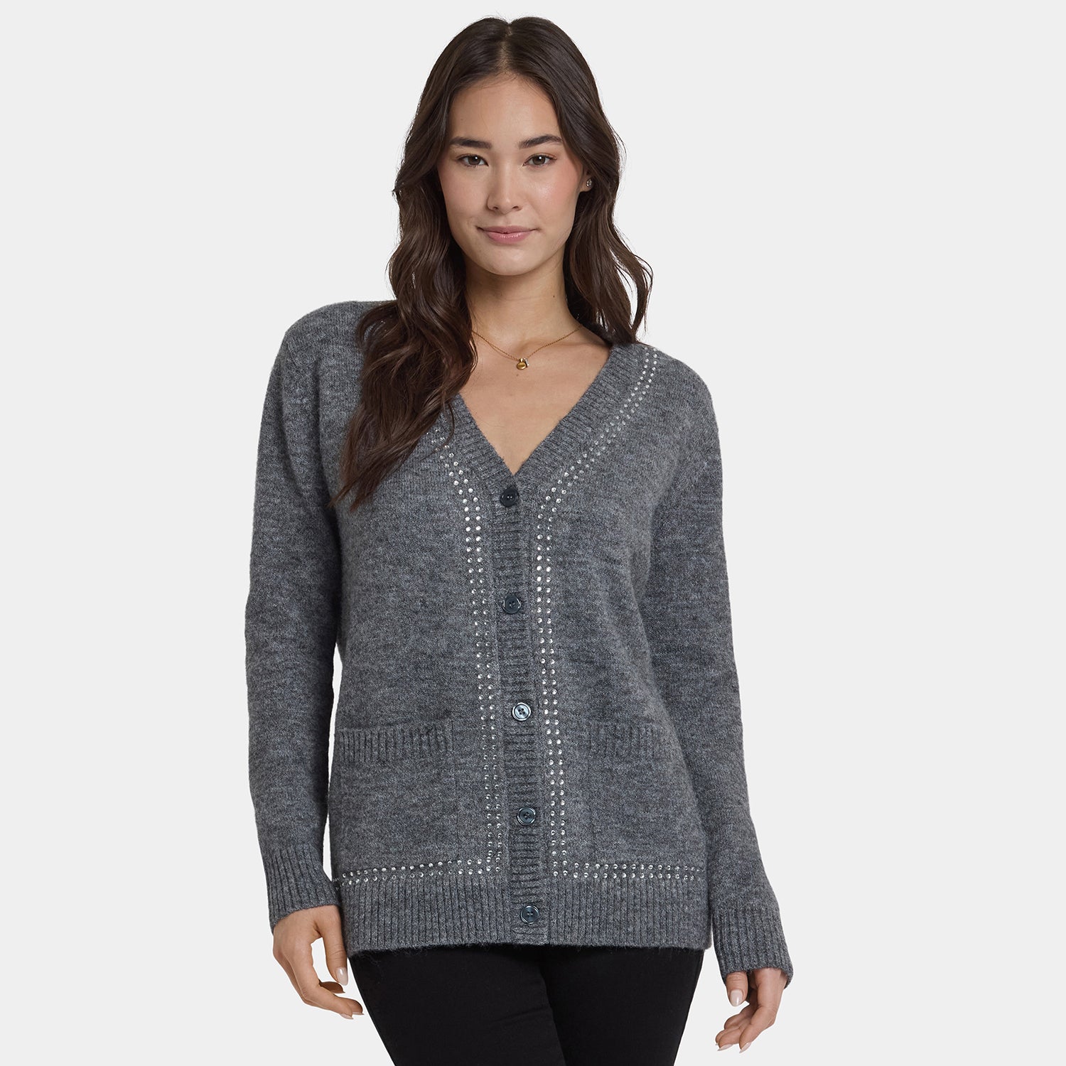 Crystal Cardigan - Charcoal Heather Multi | NYDJ