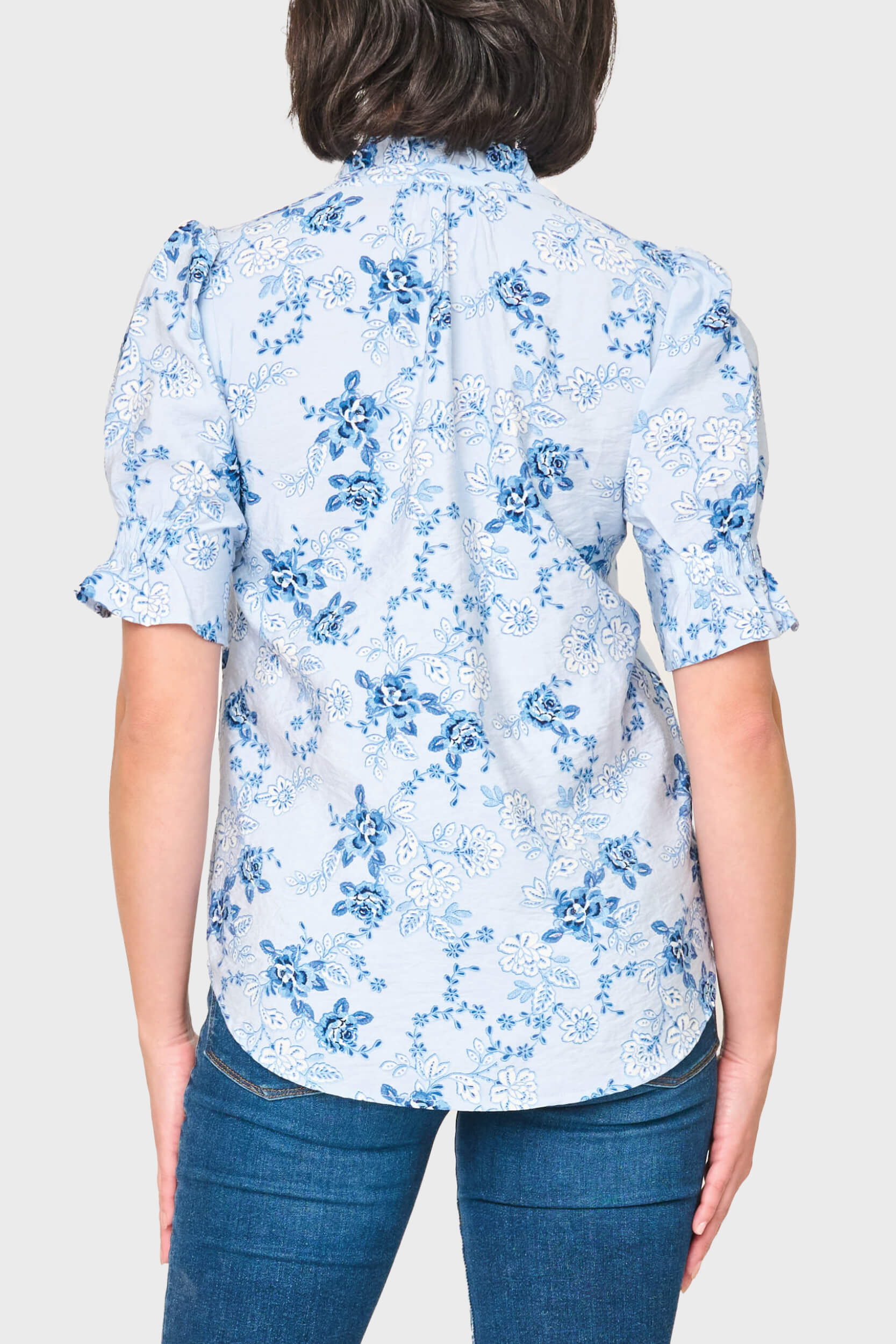NYDJ Dianthus Henley Puff Sleeve Blouse by Gibsonlook  - Dianthus Henley Puff Sleeve Blouse by Gibsonlook