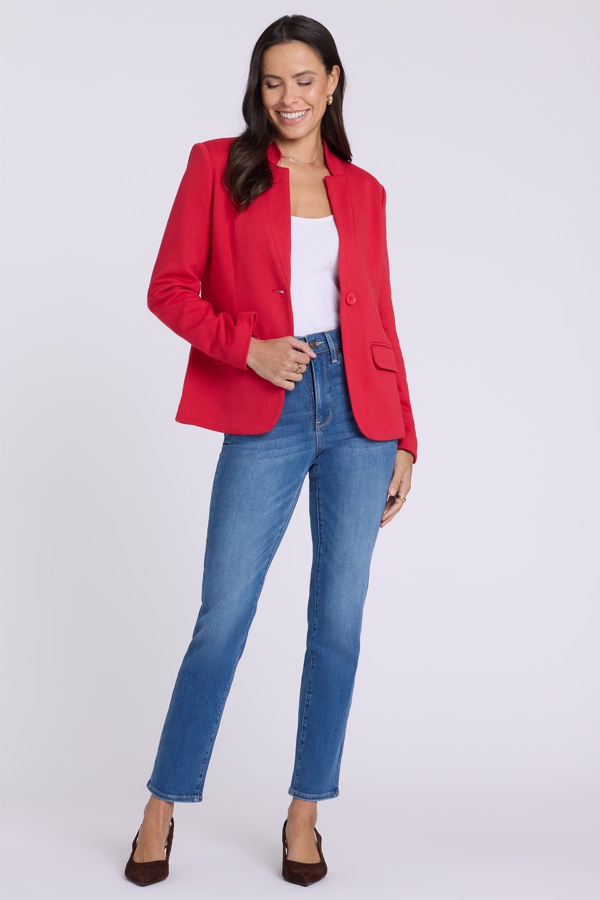NYDJ Notch Collar Blazer in Red Lipstick by Gibsonlook  - Notch Collar Blazer in Red Lipstick by Gibsonlook