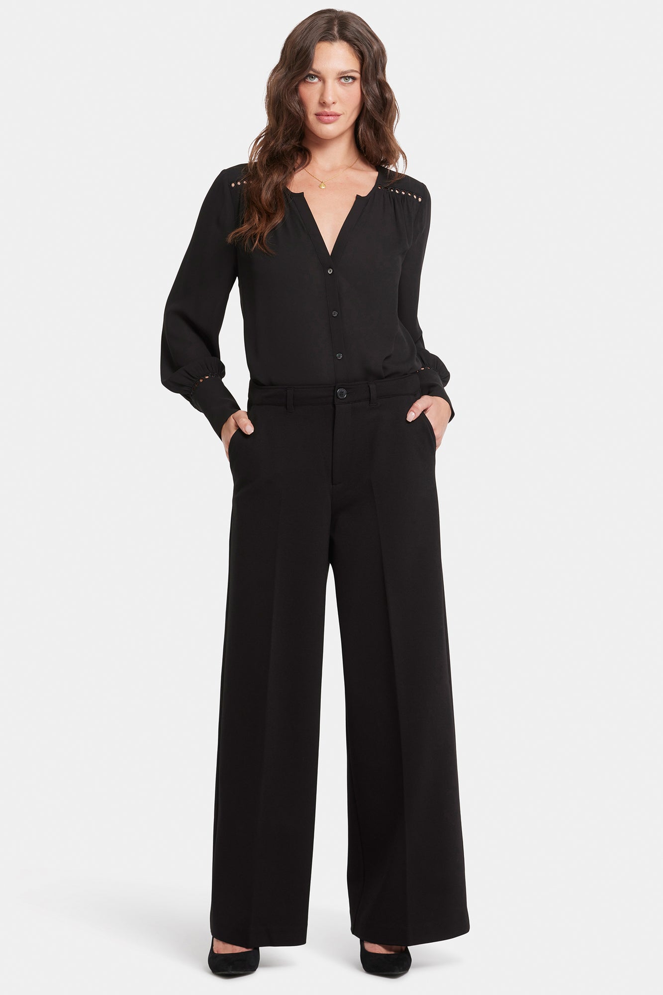 NYDJ Whitney Trouser Pants In Petite In Ponte Knit With Super High Rise - Black