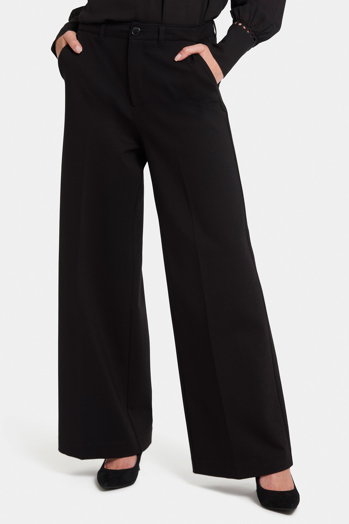 NYDJ Whitney Trouser Pants In Petite In Ponte Knit With Super High Rise - Black