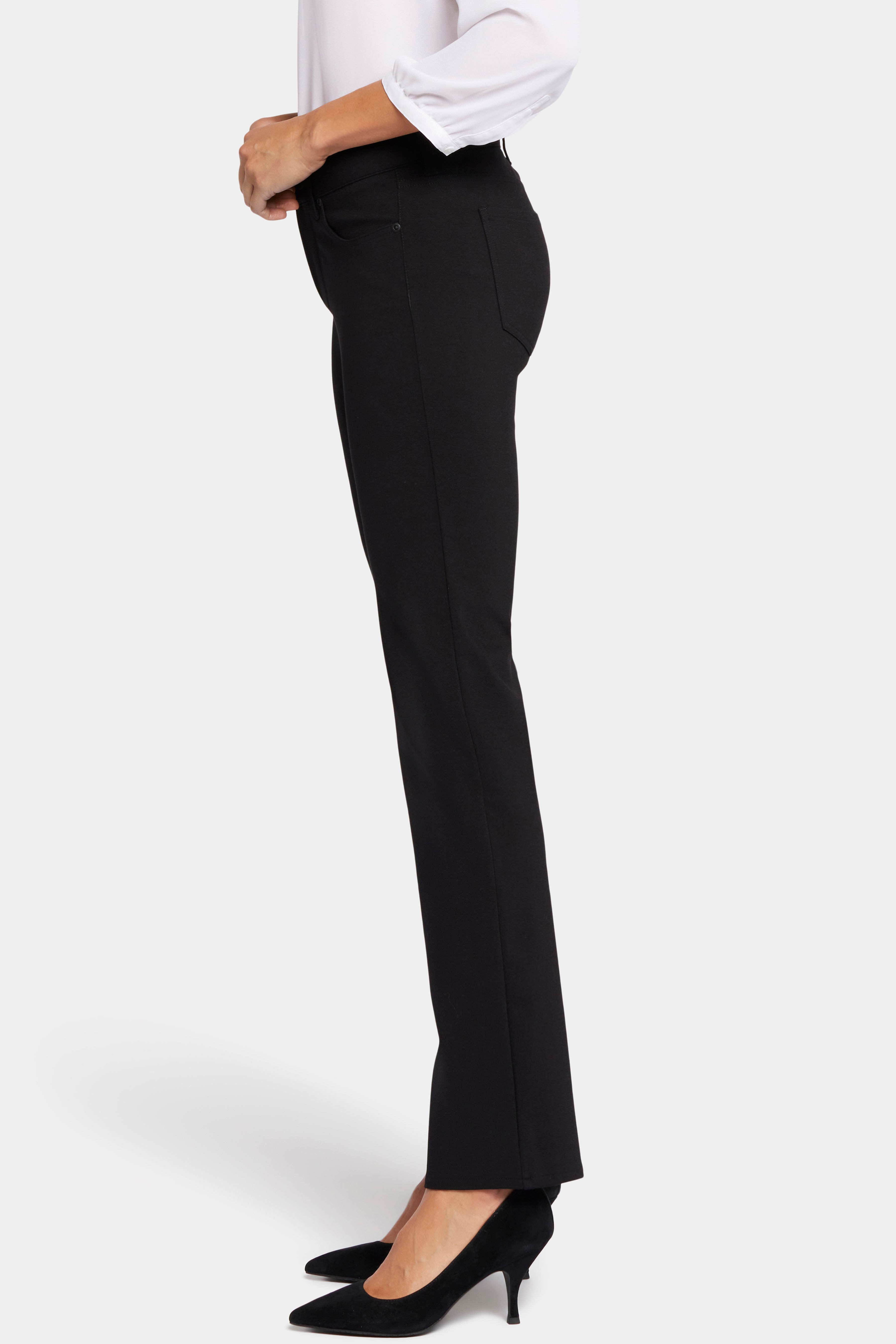 Marilyn Straight Pants In Petite In Ponte Knit - Black Black | NYDJ