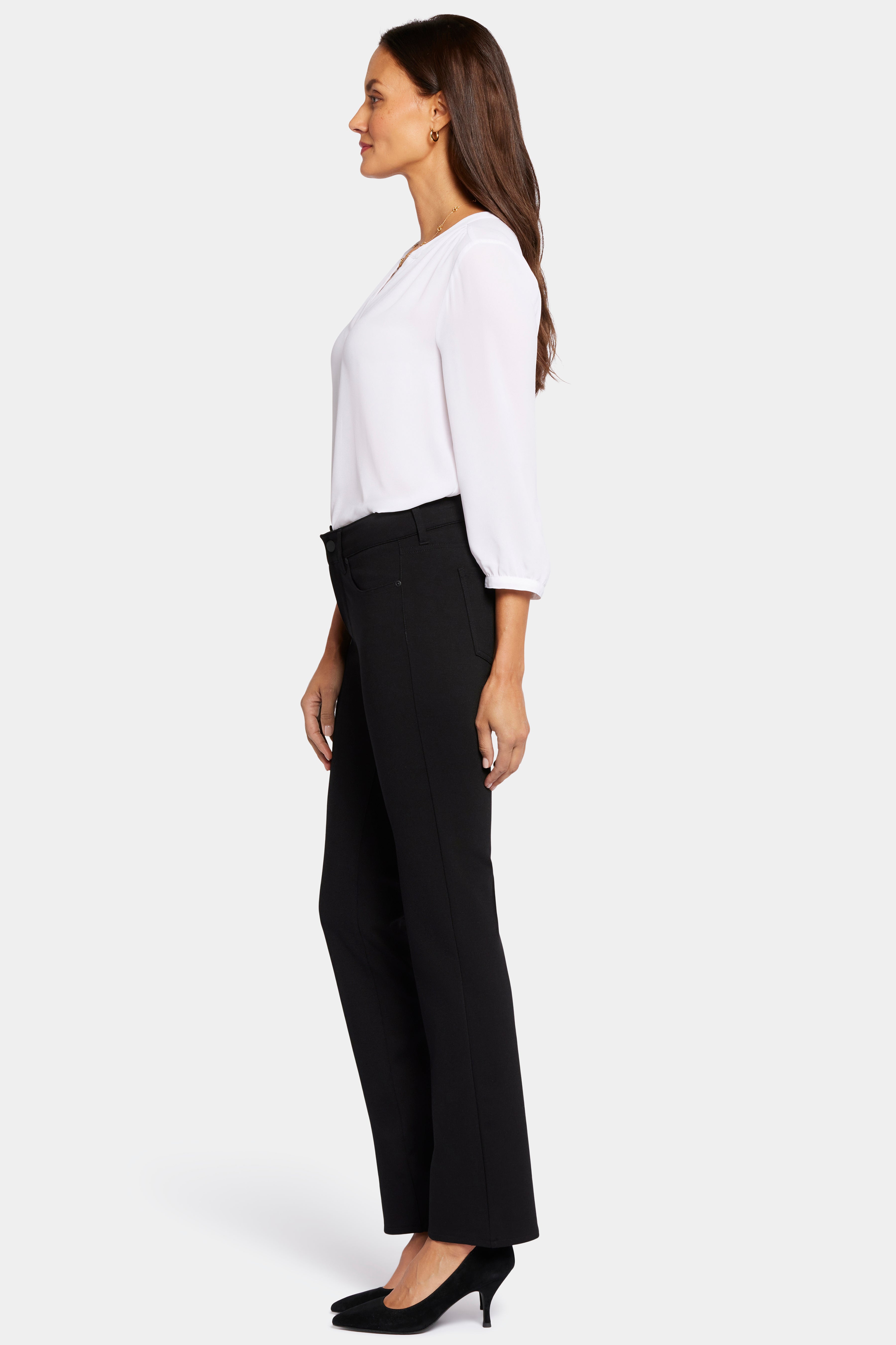 Marilyn Straight Pants In Petite In Ponte Knit - Black Black | NYDJ