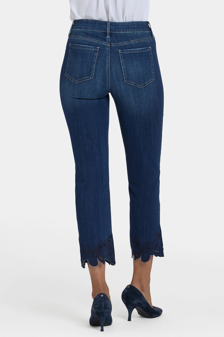 NYDJ Marilyn Straight Ankle Jeans In Petite In Sure Stretch® Denim With Embroidered Hems - Wonderland