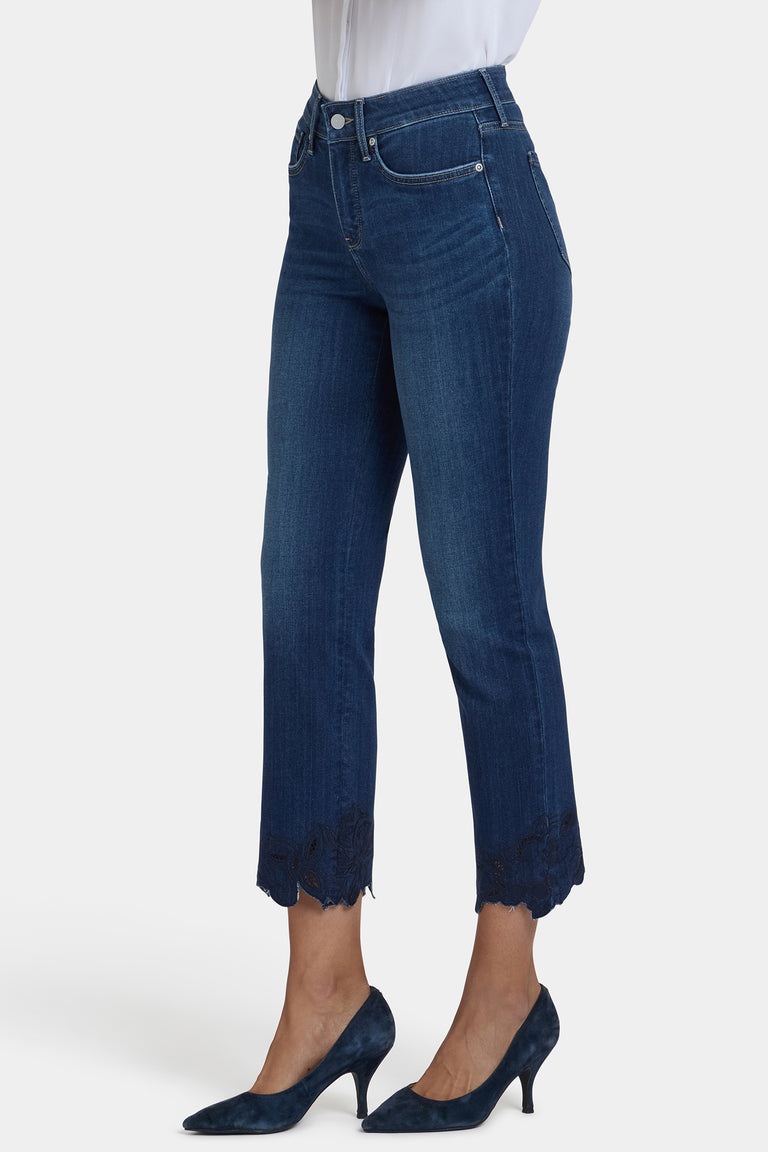 NYDJ Marilyn Straight Ankle Jeans In Petite In Sure Stretch® Denim With Embroidered Hems - Wonderland
